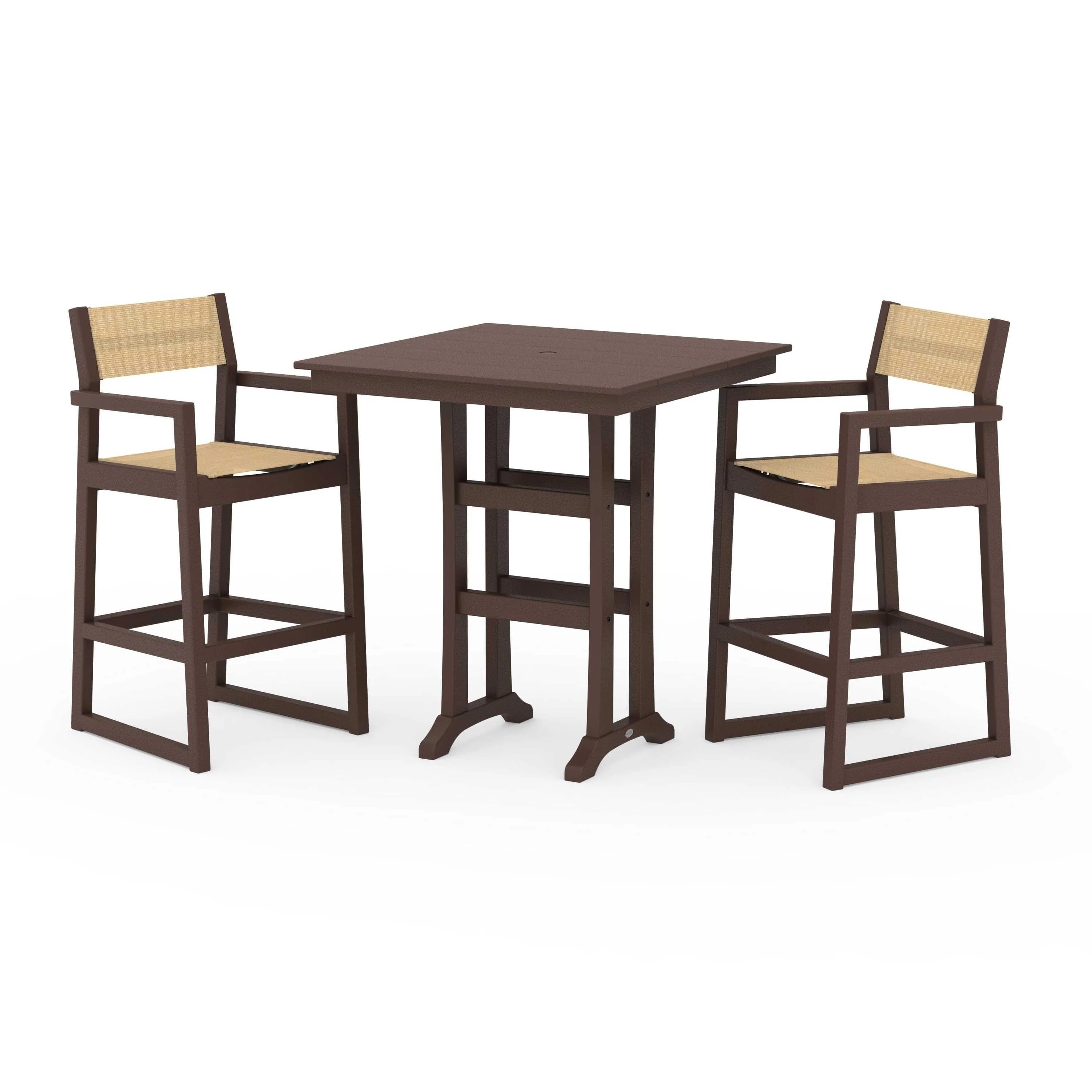EDGE Sling Arm Chair 3-Piece Farmhouse Bar Set with Trestle Legs - Image 113
