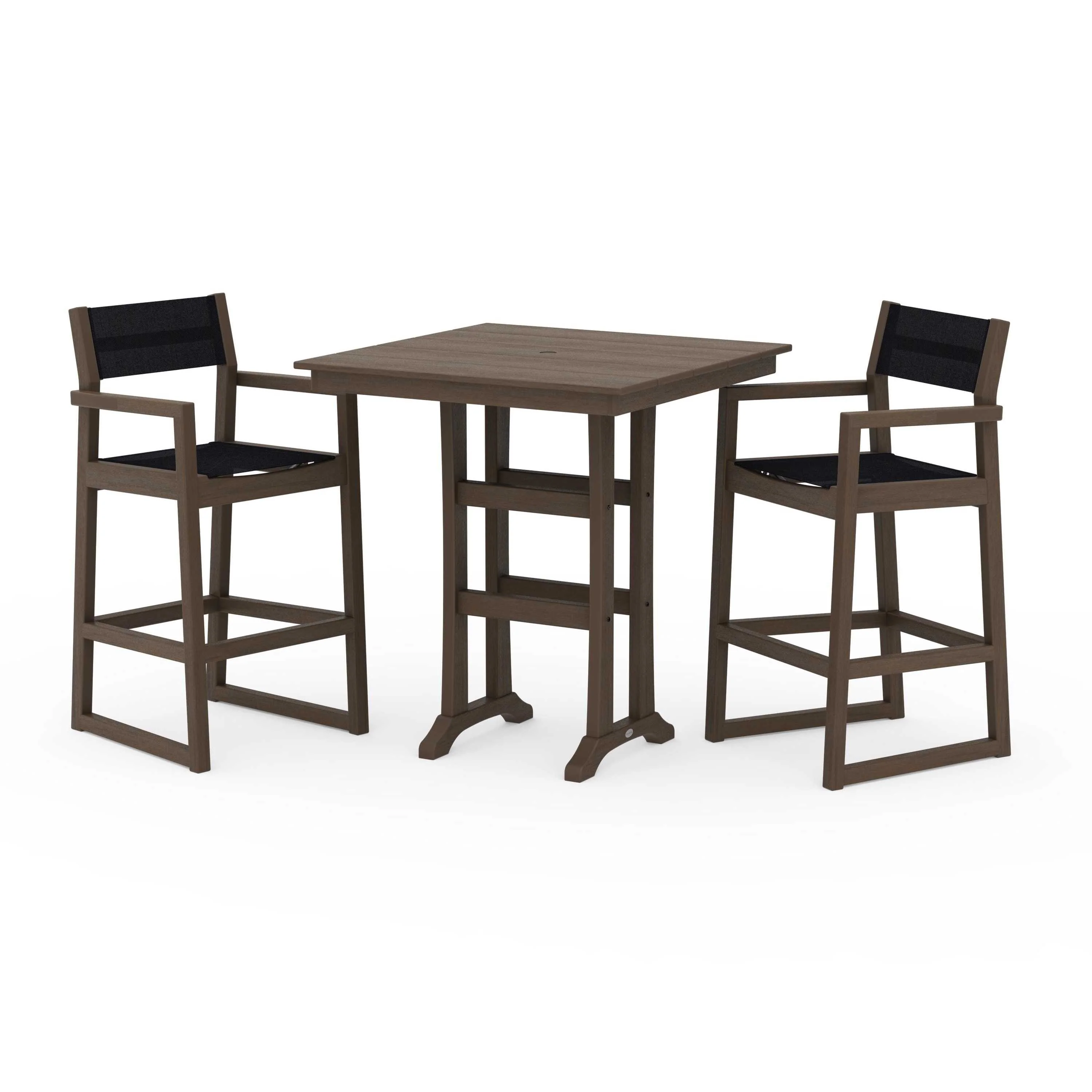 EDGE Sling Arm Chair 3-Piece Farmhouse Bar Set with Trestle Legs - Image 114