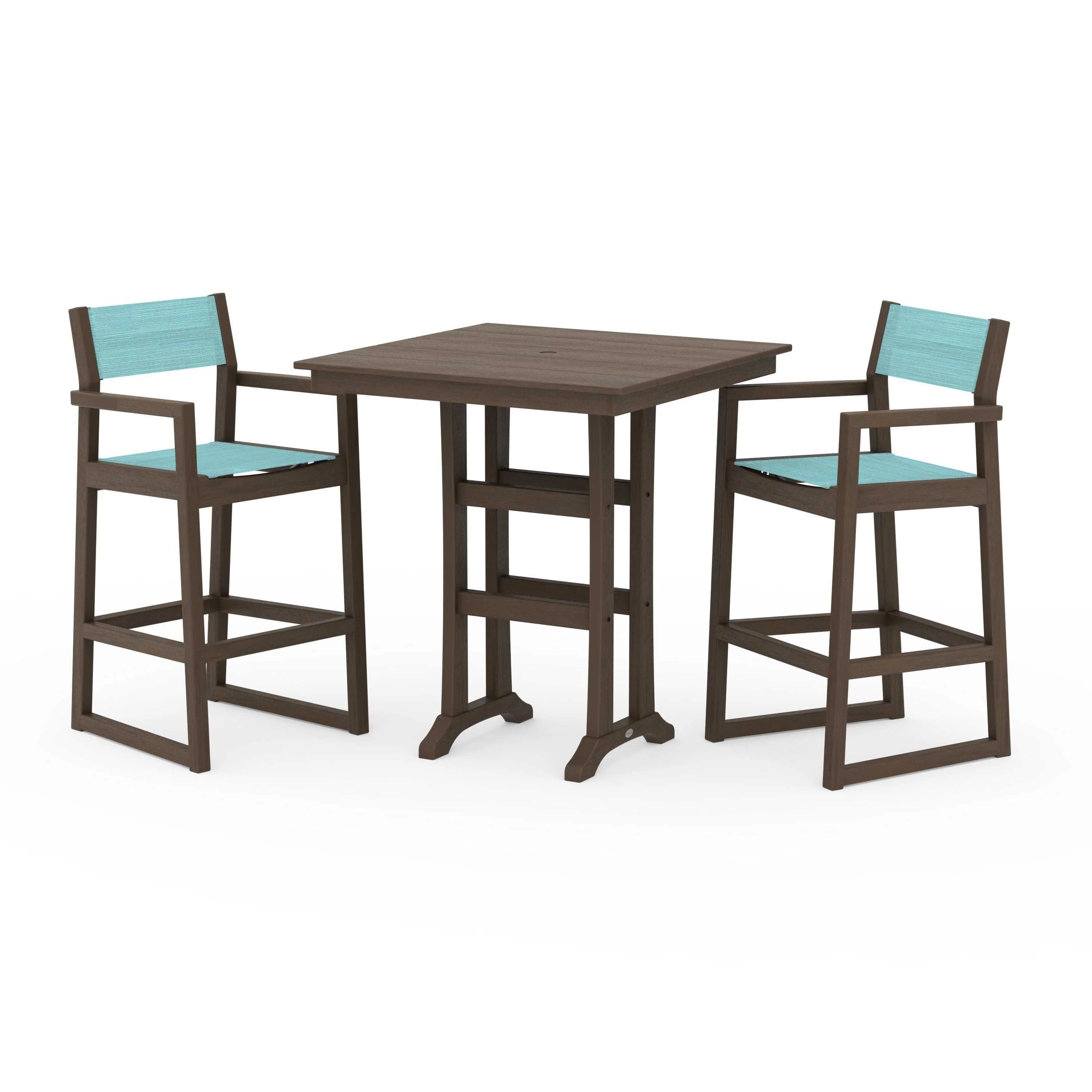 EDGE Sling Arm Chair 3-Piece Farmhouse Bar Set with Trestle Legs - Image 117