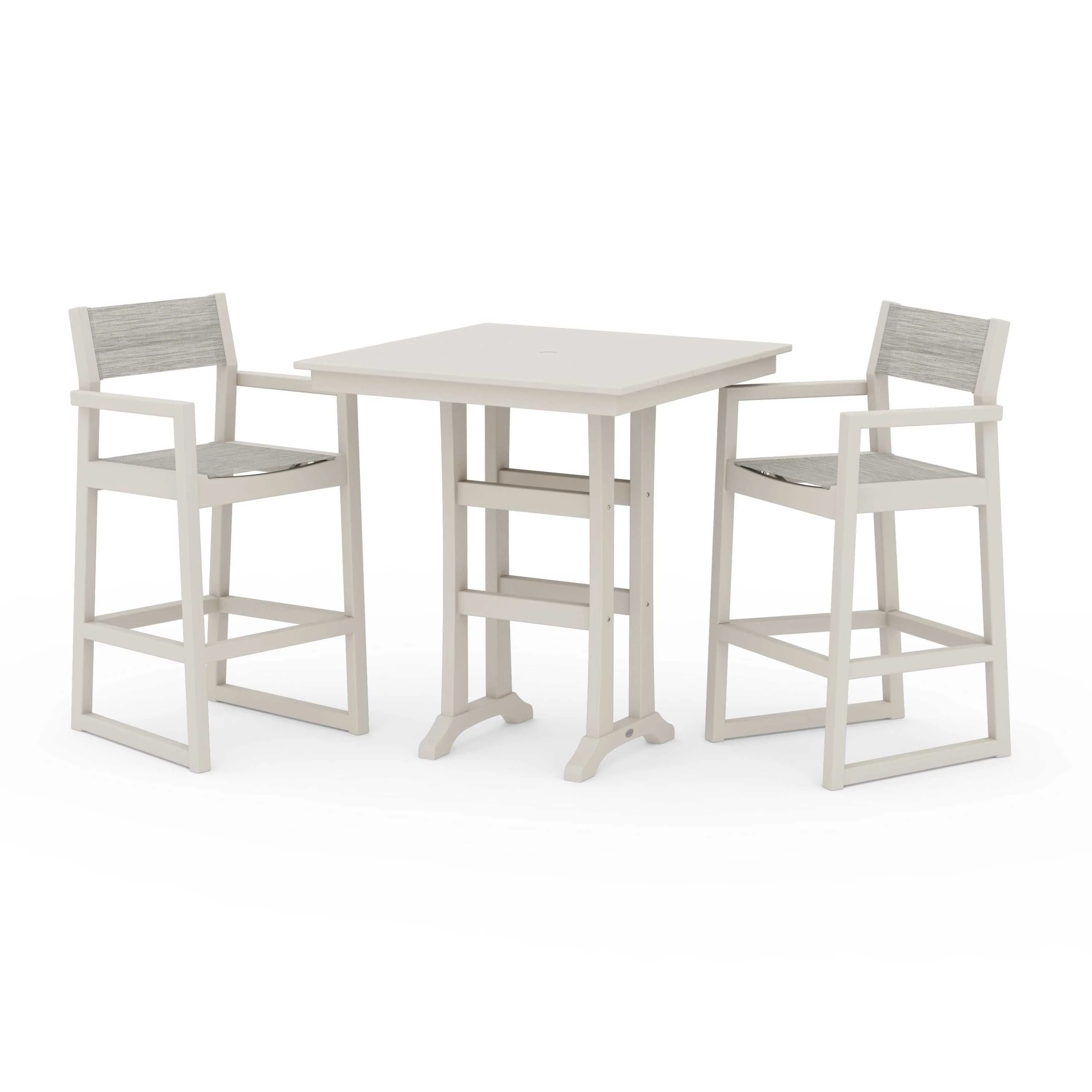 EDGE Sling Arm Chair 3-Piece Farmhouse Bar Set with Trestle Legs - Image 118