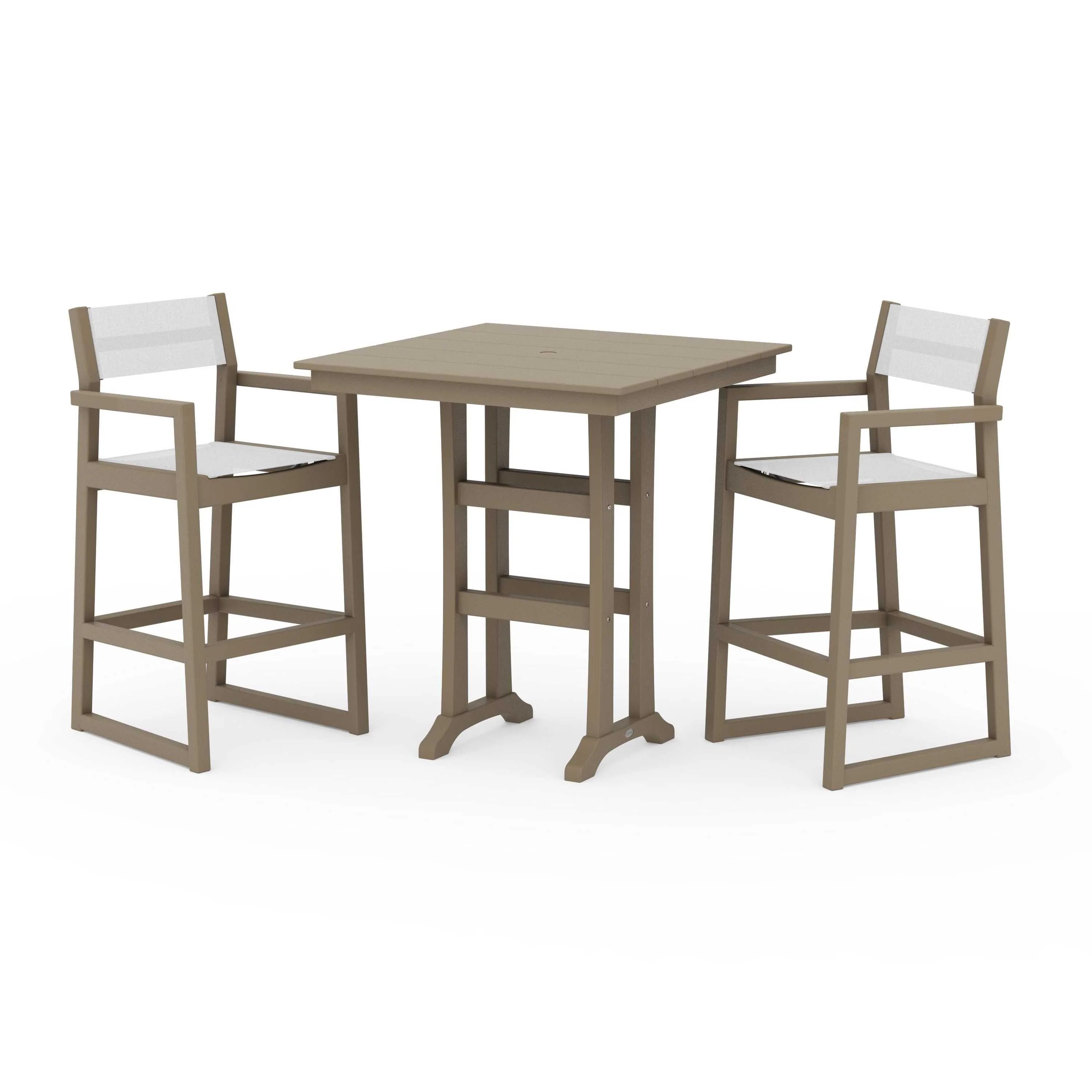 EDGE Sling Arm Chair 3-Piece Farmhouse Bar Set with Trestle Legs - Image 121