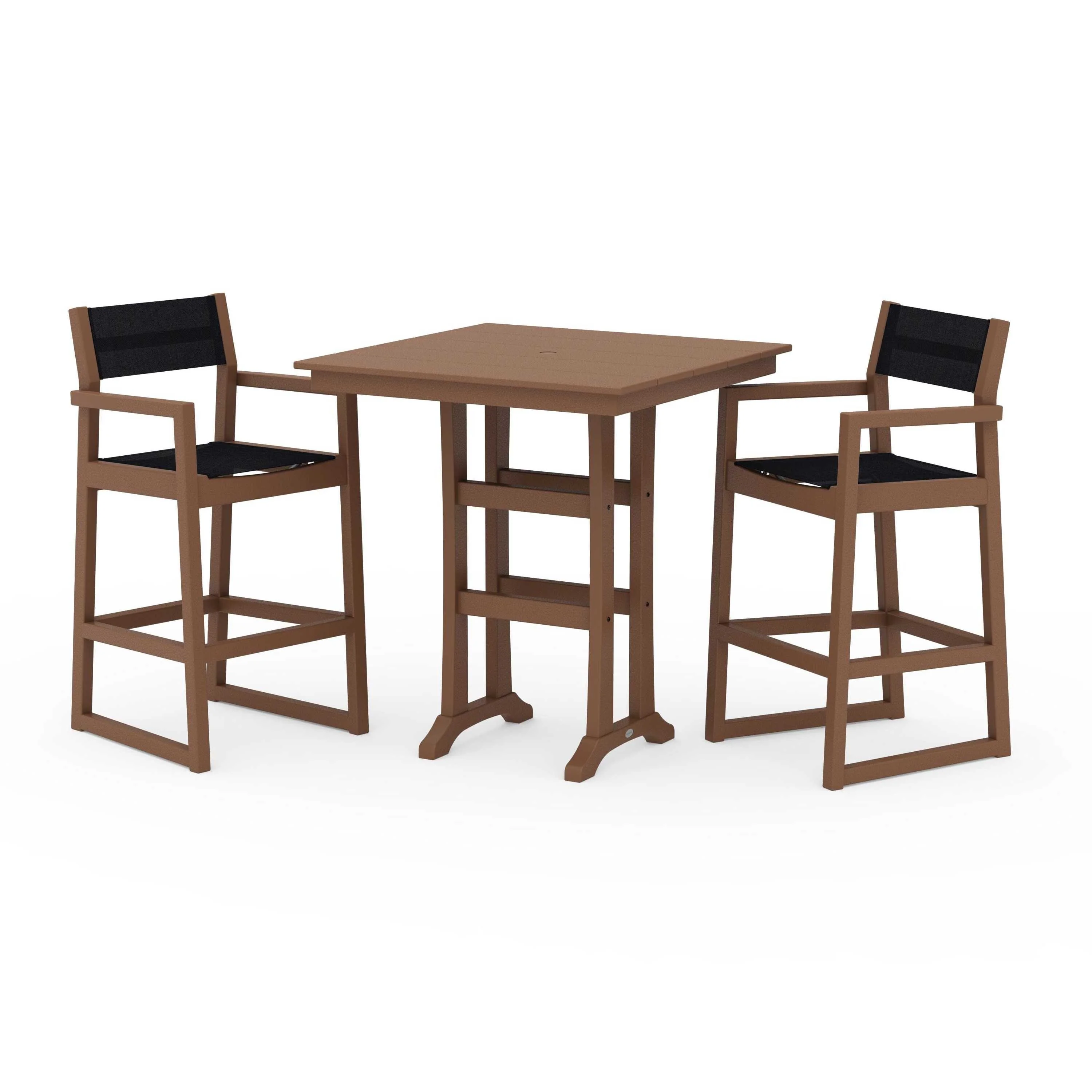 EDGE Sling Arm Chair 3-Piece Farmhouse Bar Set with Trestle Legs - Image 124
