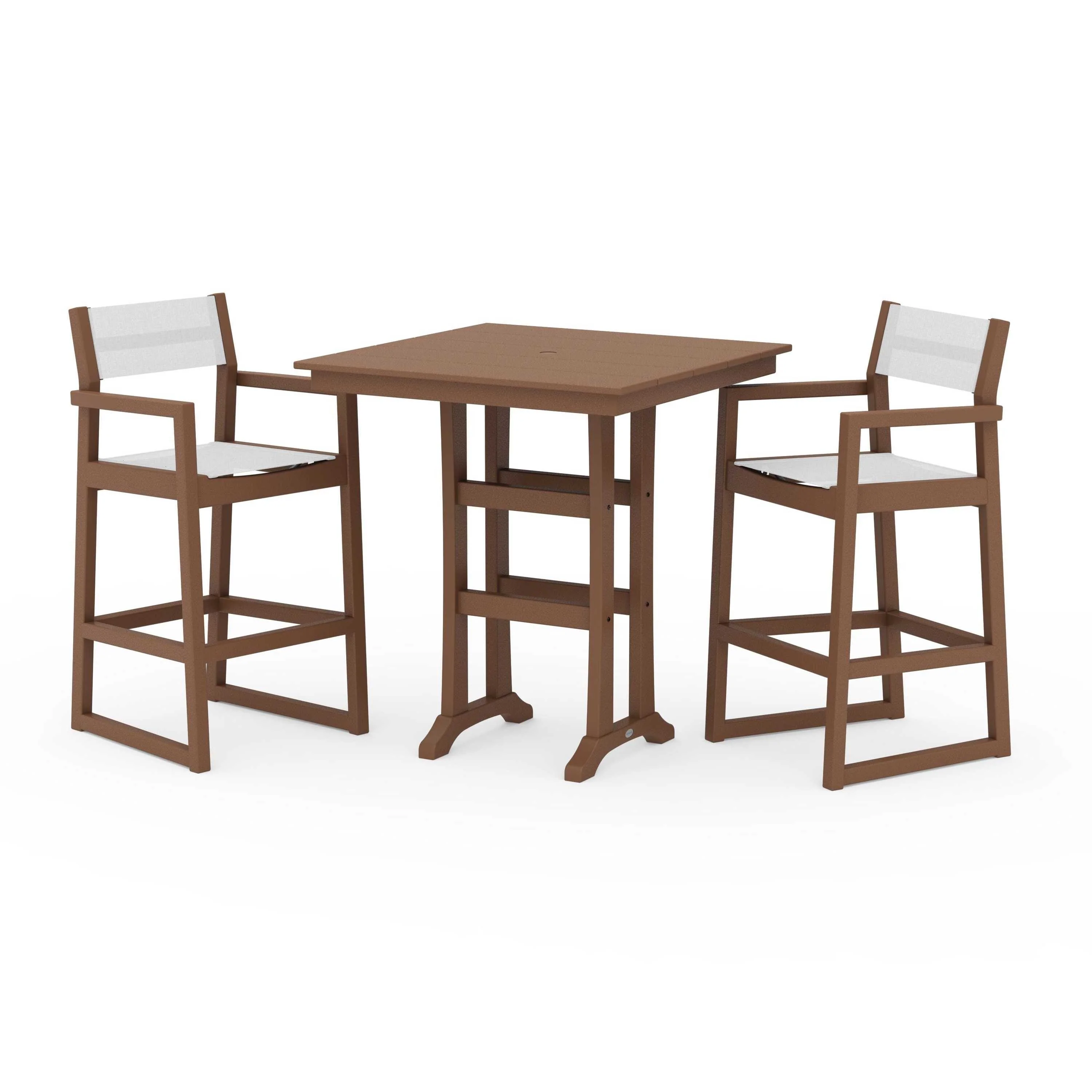 EDGE Sling Arm Chair 3-Piece Farmhouse Bar Set with Trestle Legs - Image 126