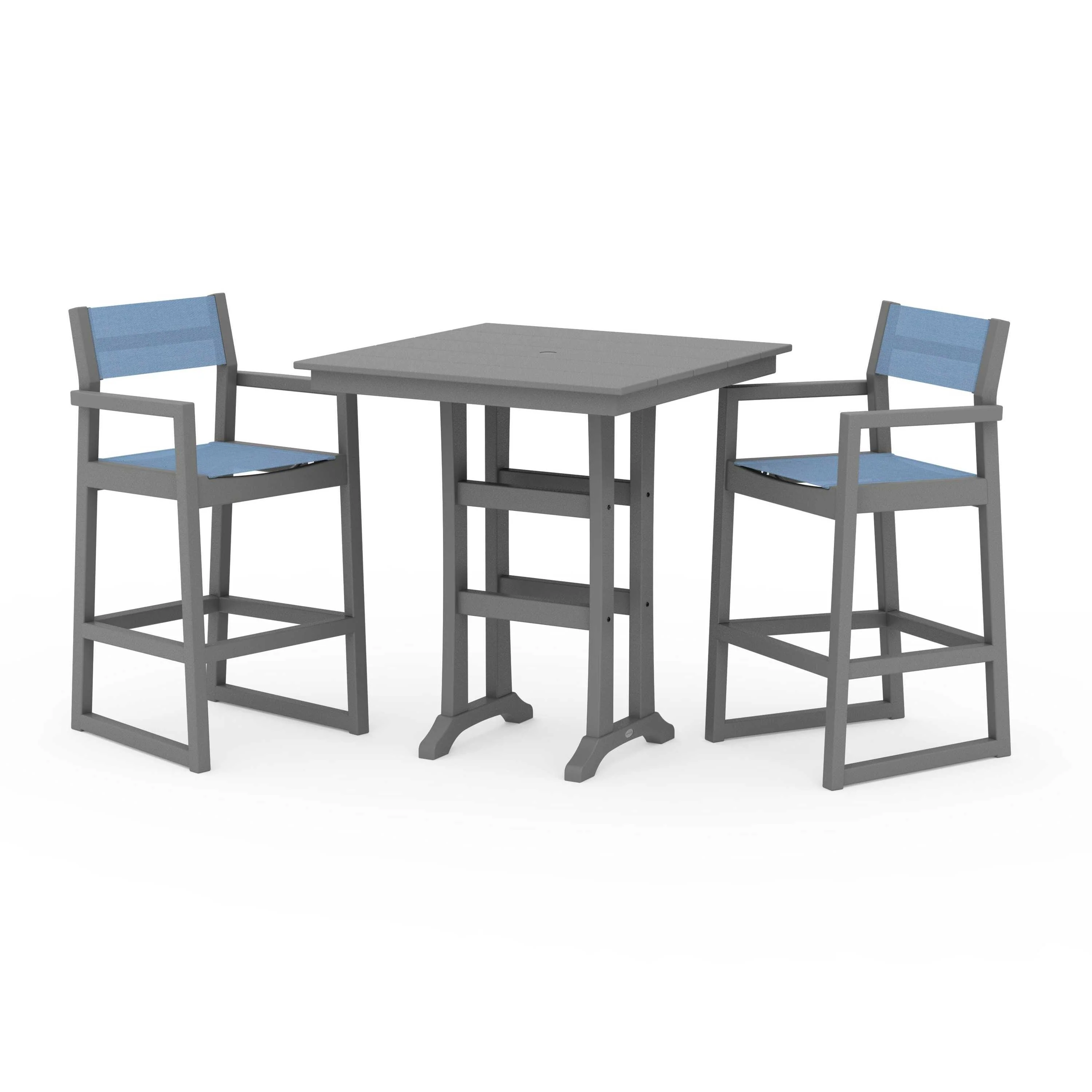 EDGE Sling Arm Chair 3-Piece Farmhouse Bar Set with Trestle Legs - Image 127