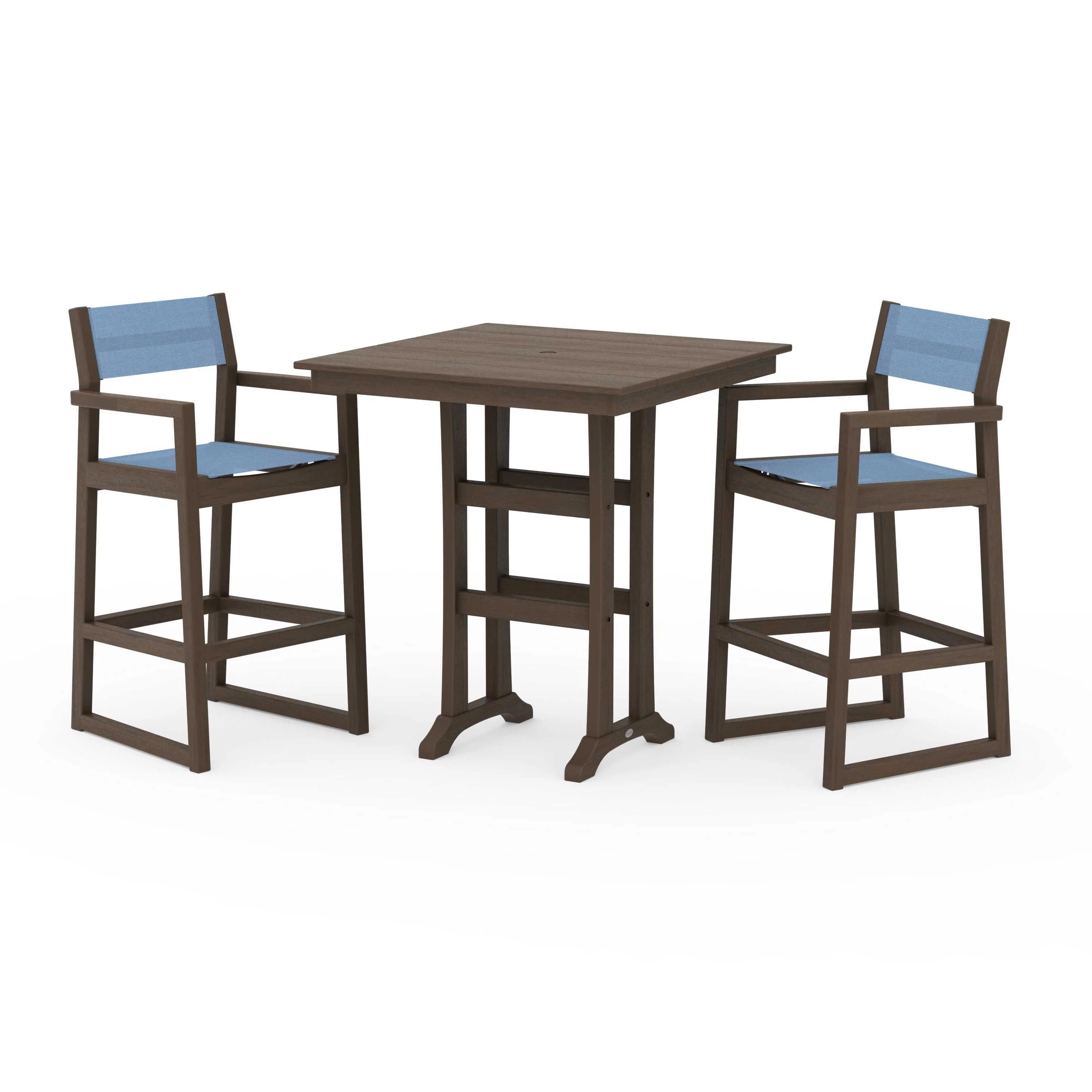 EDGE Sling Arm Chair 3-Piece Farmhouse Bar Set with Trestle Legs - Image 129