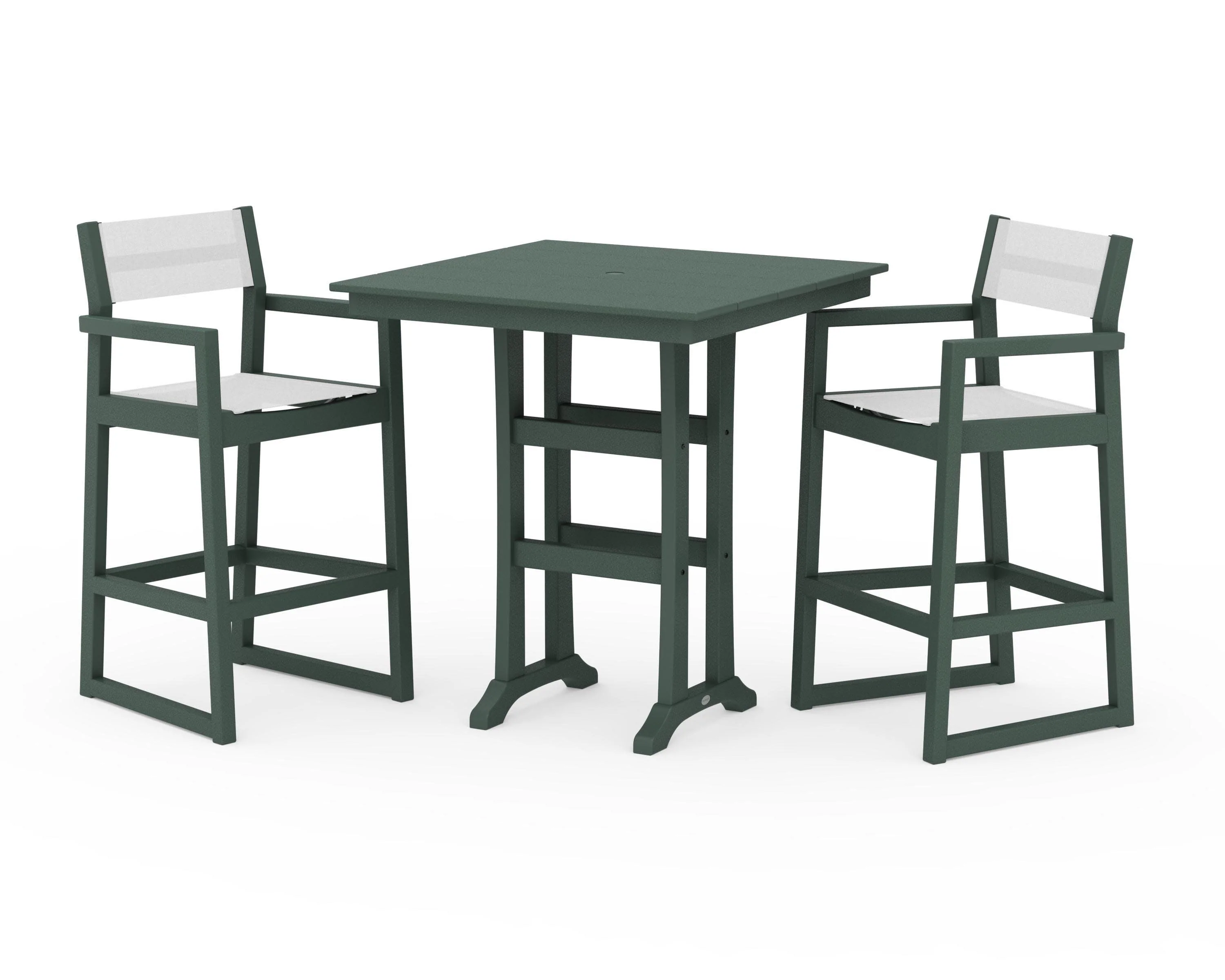 EDGE Sling Arm Chair 3-Piece Farmhouse Bar Set with Trestle Legs - Image 13