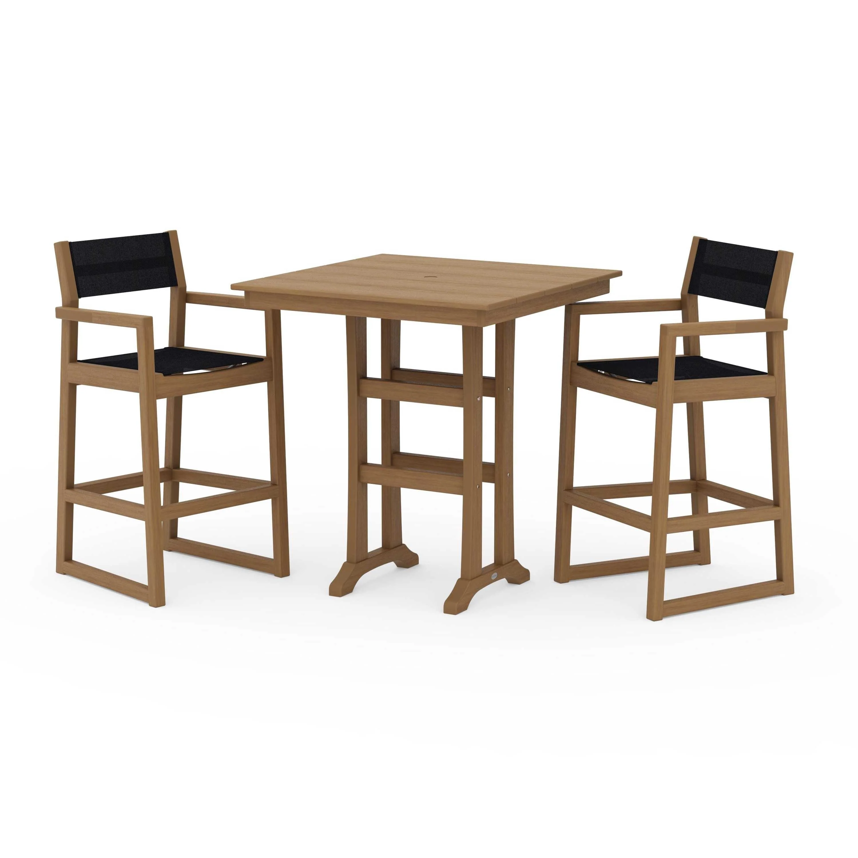 EDGE Sling Arm Chair 3-Piece Farmhouse Bar Set with Trestle Legs - Image 134