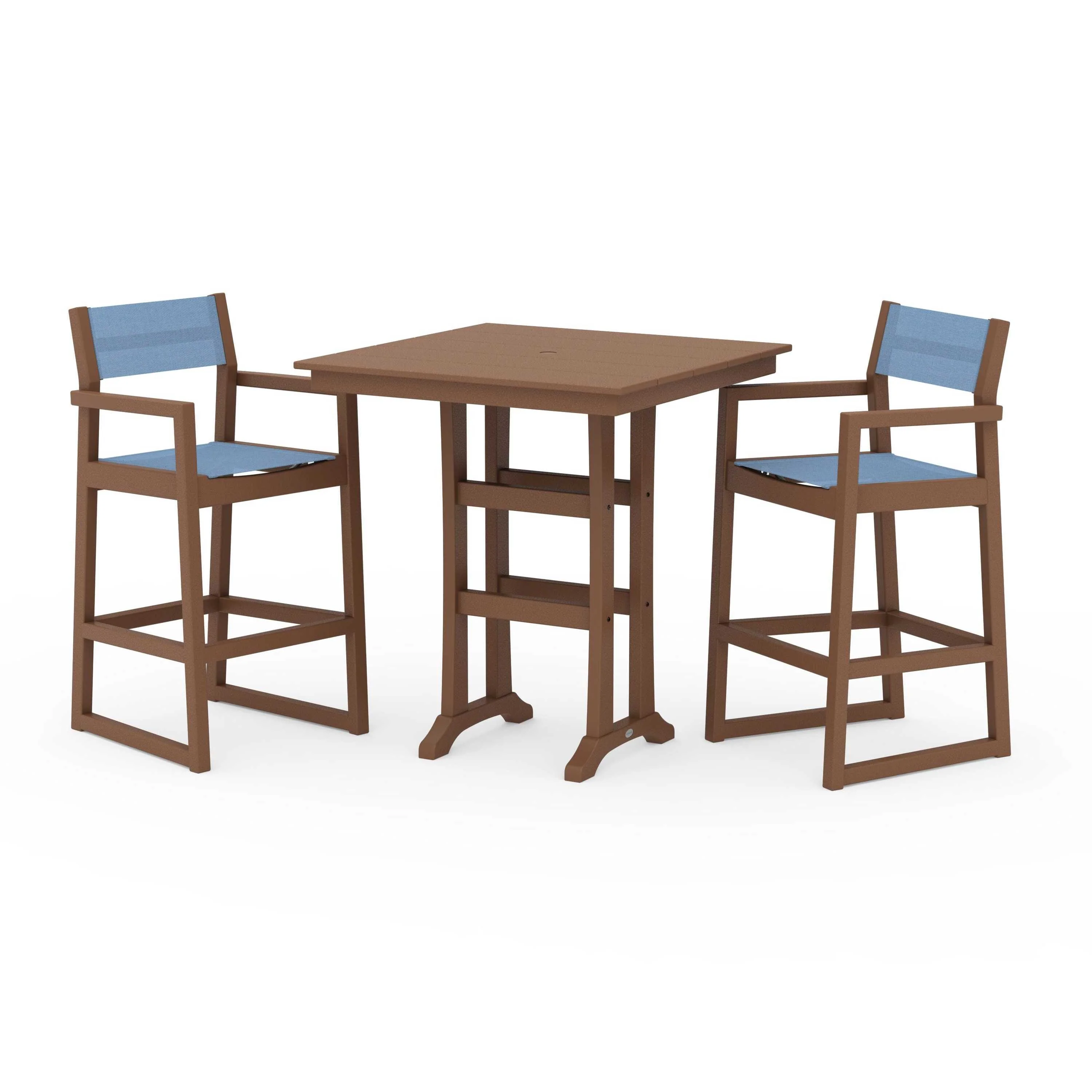 EDGE Sling Arm Chair 3-Piece Farmhouse Bar Set with Trestle Legs - Image 135