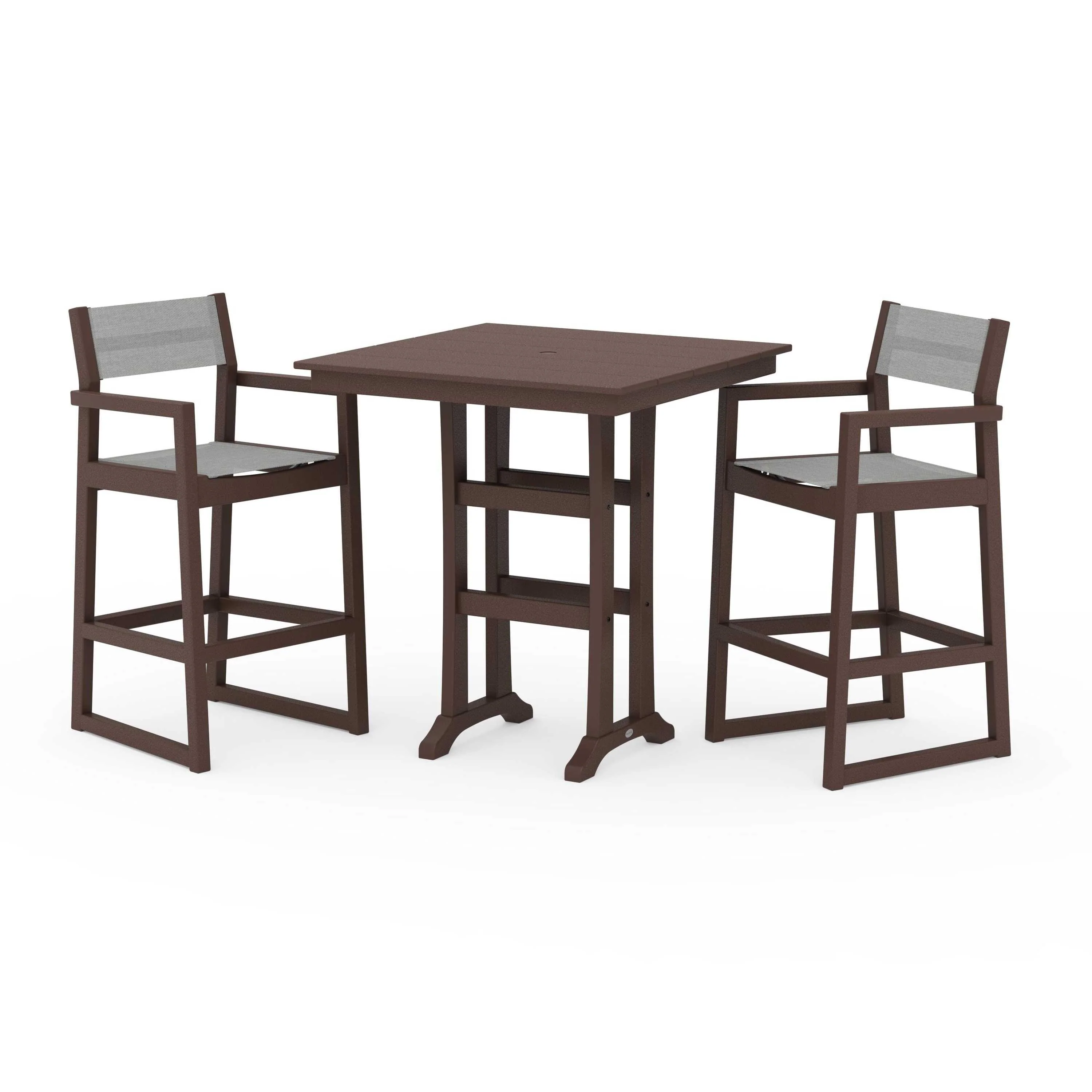 EDGE Sling Arm Chair 3-Piece Farmhouse Bar Set with Trestle Legs - Image 137