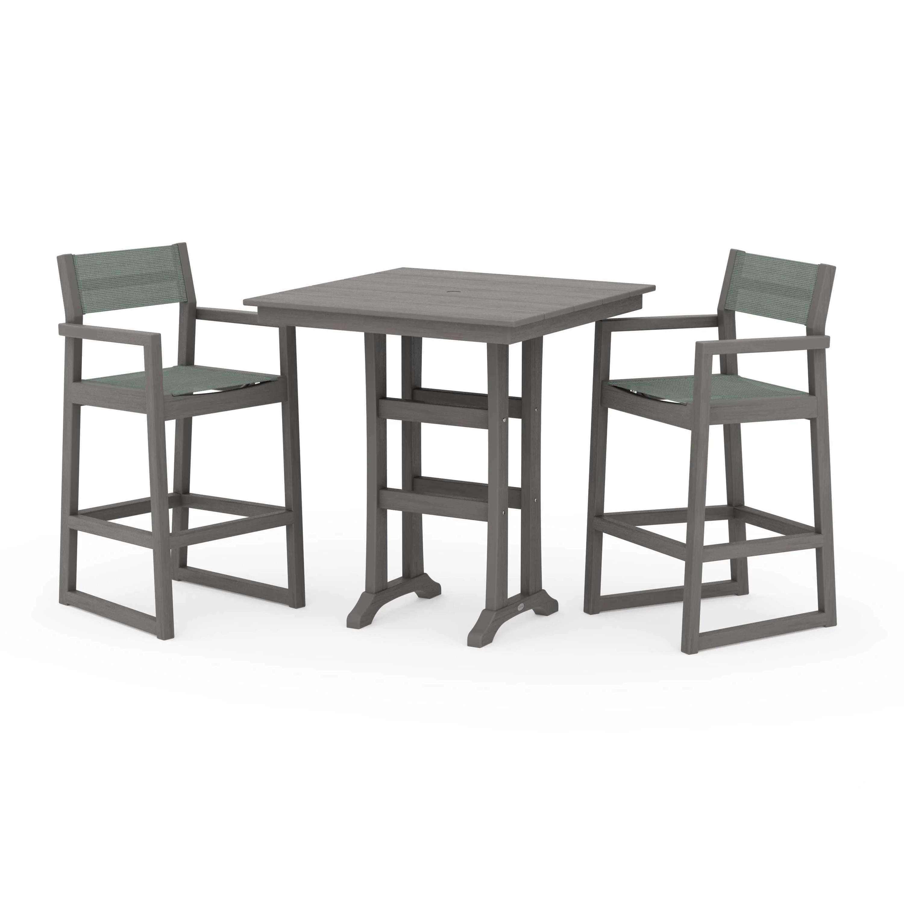 EDGE Sling Arm Chair 3-Piece Farmhouse Bar Set with Trestle Legs - Image 138