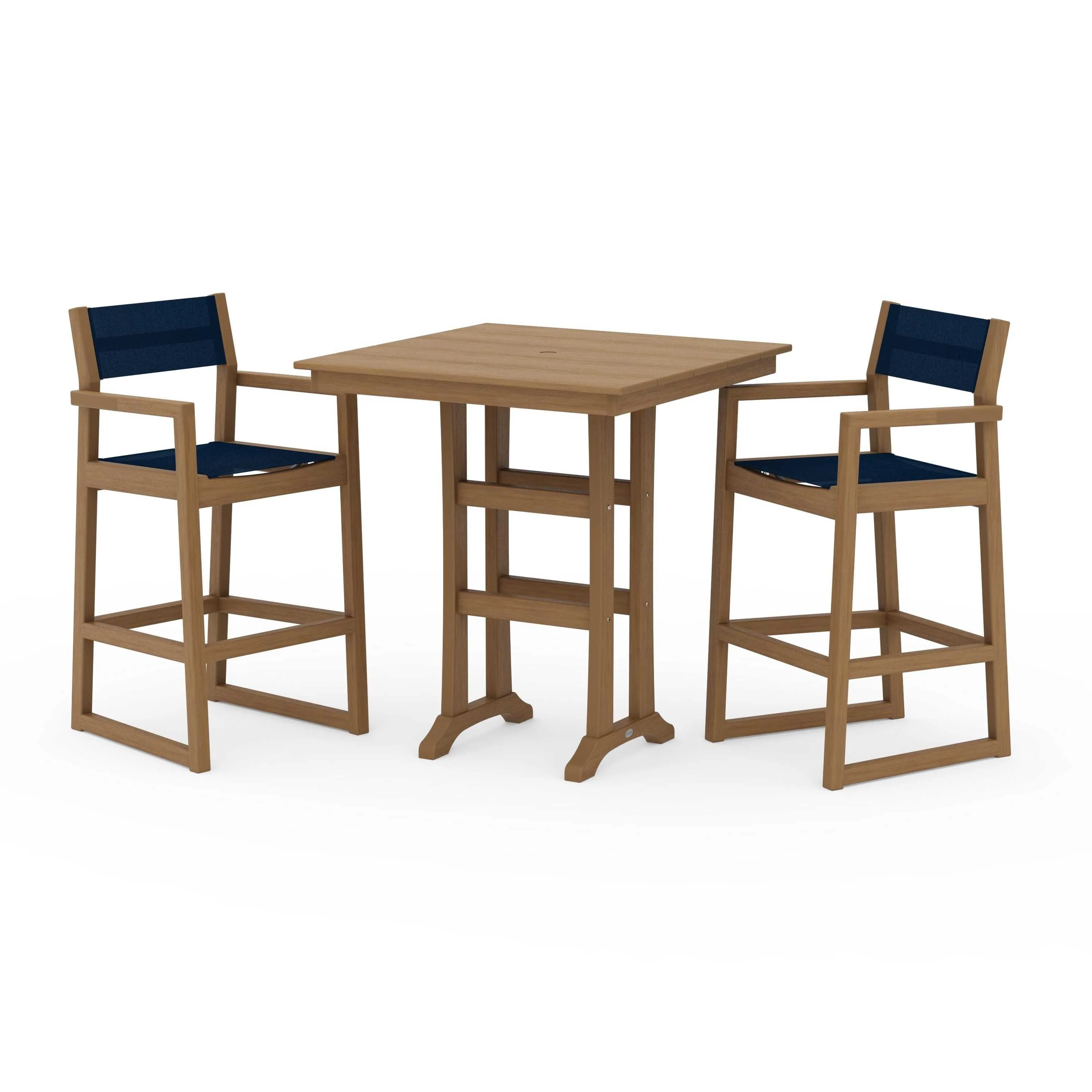 EDGE Sling Arm Chair 3-Piece Farmhouse Bar Set with Trestle Legs - Image 140