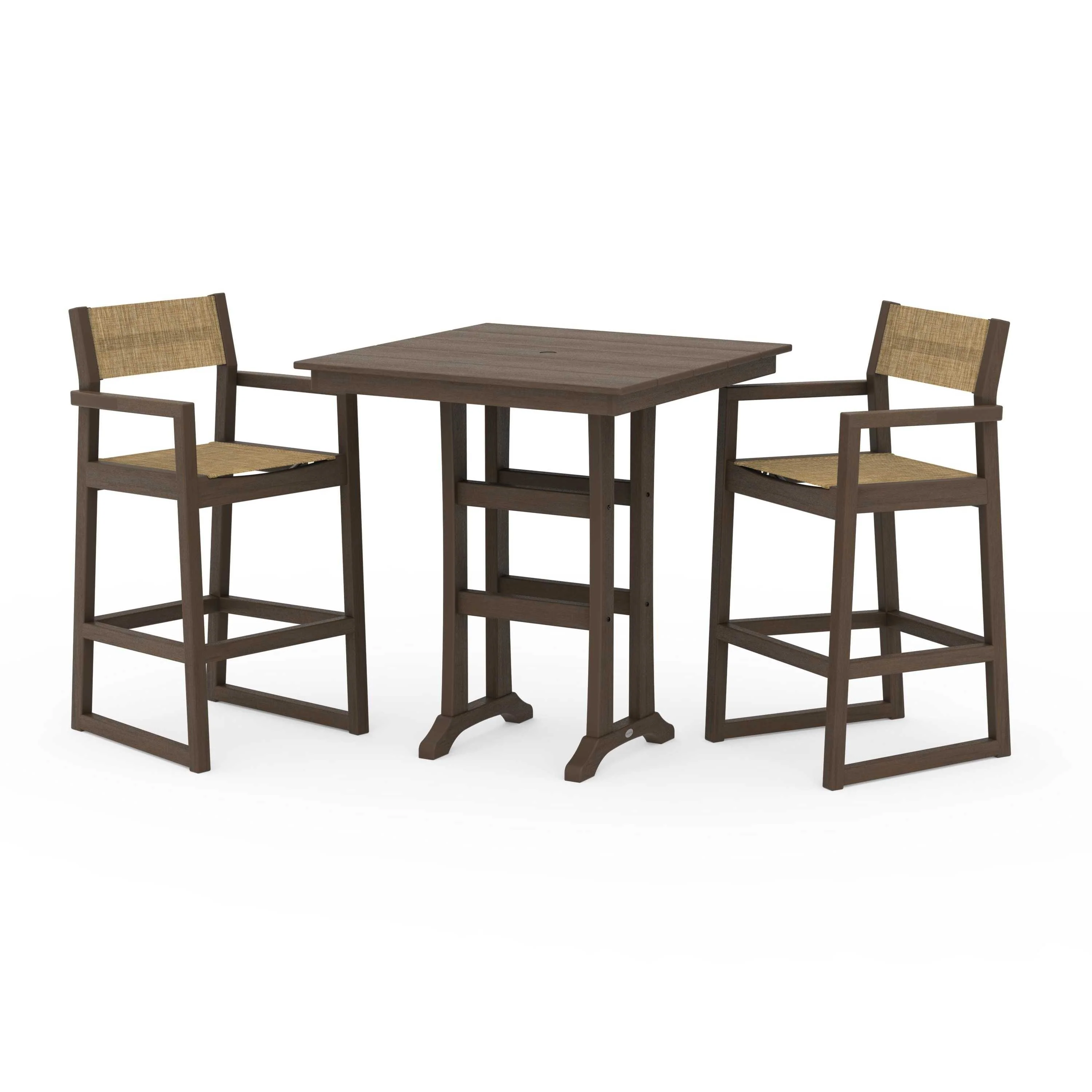 EDGE Sling Arm Chair 3-Piece Farmhouse Bar Set with Trestle Legs - Image 141
