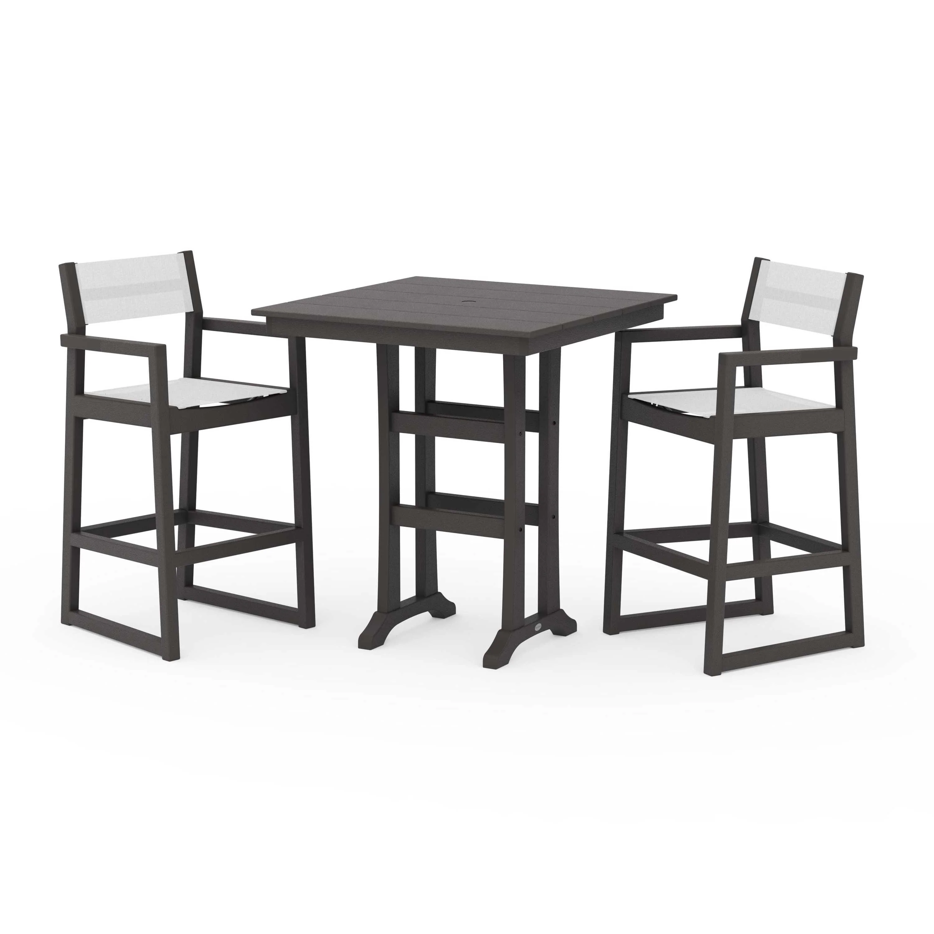 EDGE Sling Arm Chair 3-Piece Farmhouse Bar Set with Trestle Legs - Image 142
