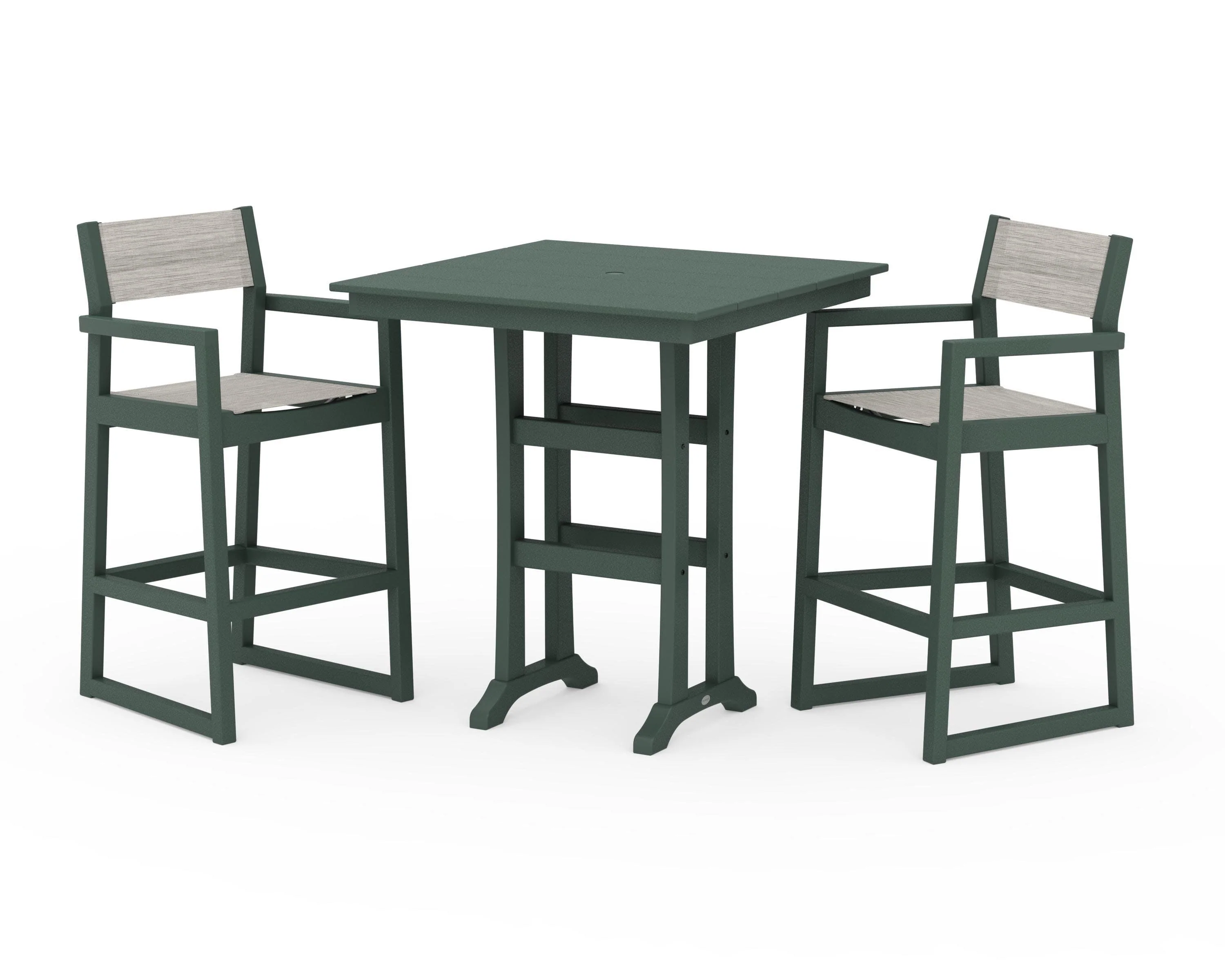 EDGE Sling Arm Chair 3-Piece Farmhouse Bar Set with Trestle Legs - Image 19