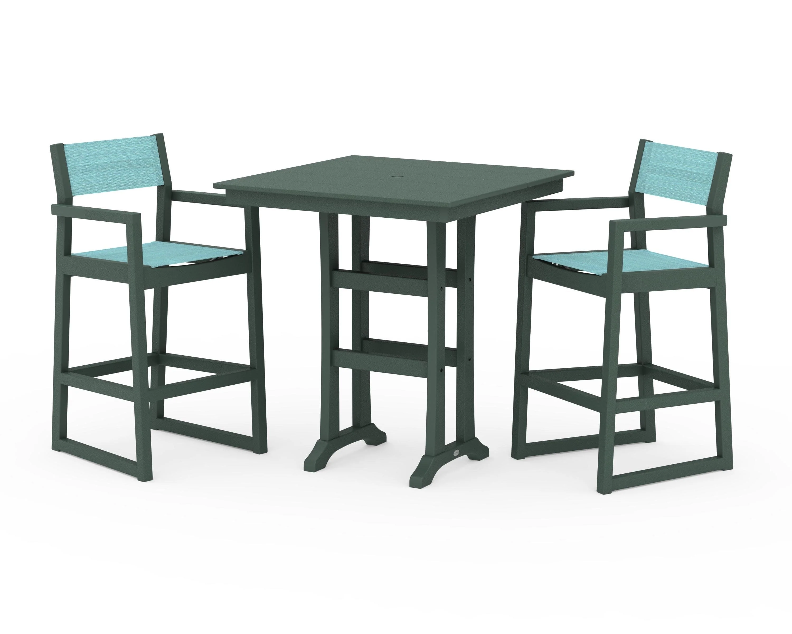 EDGE Sling Arm Chair 3-Piece Farmhouse Bar Set with Trestle Legs - Image 20