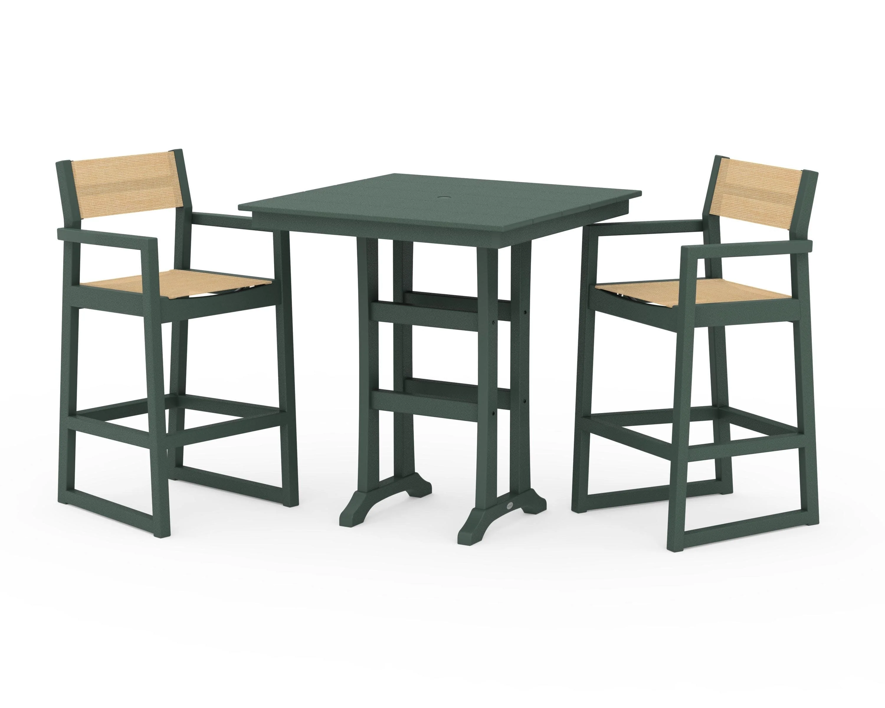 EDGE Sling Arm Chair 3-Piece Farmhouse Bar Set with Trestle Legs - Image 22