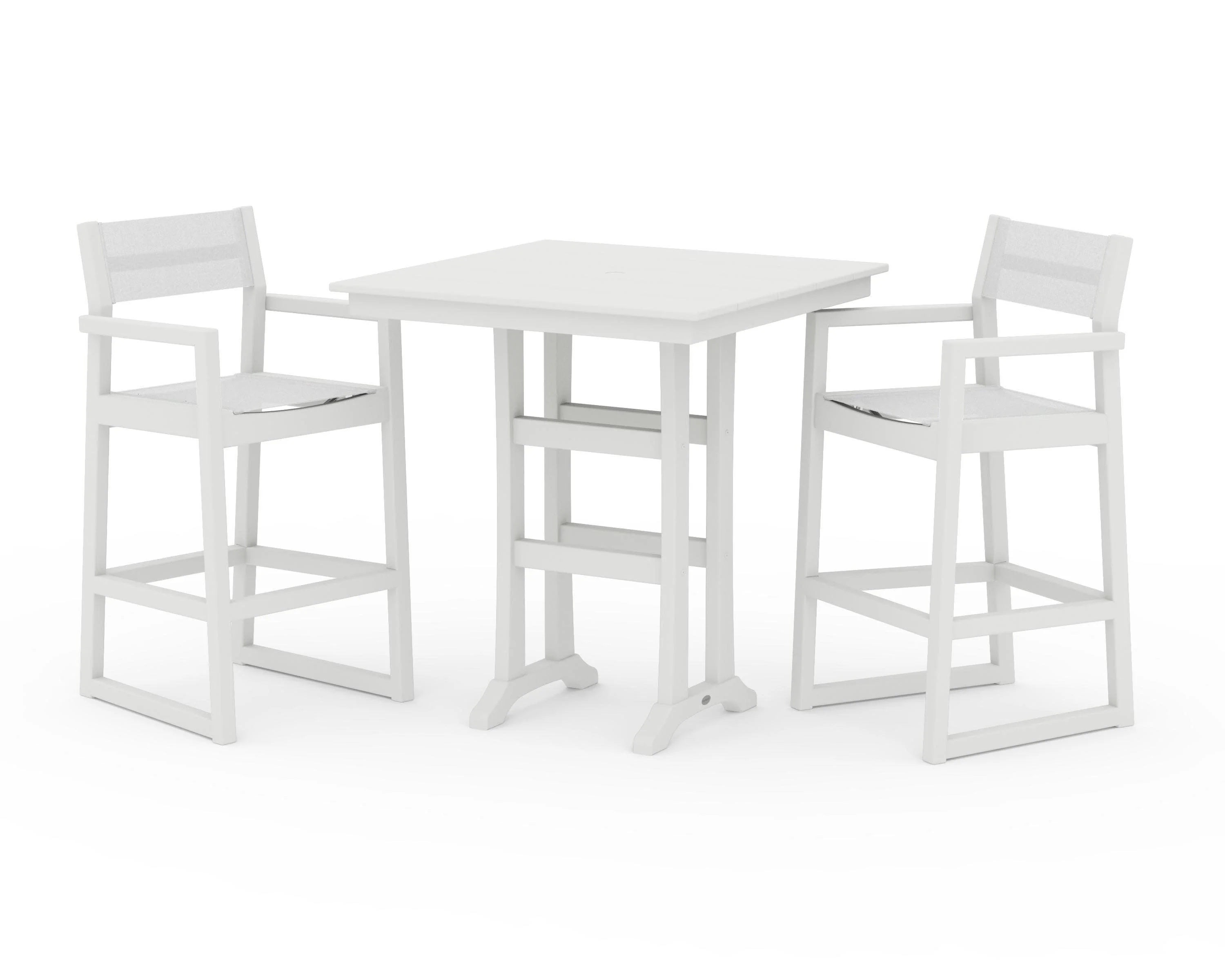 EDGE Sling Arm Chair 3-Piece Farmhouse Bar Set with Trestle Legs - Image 24