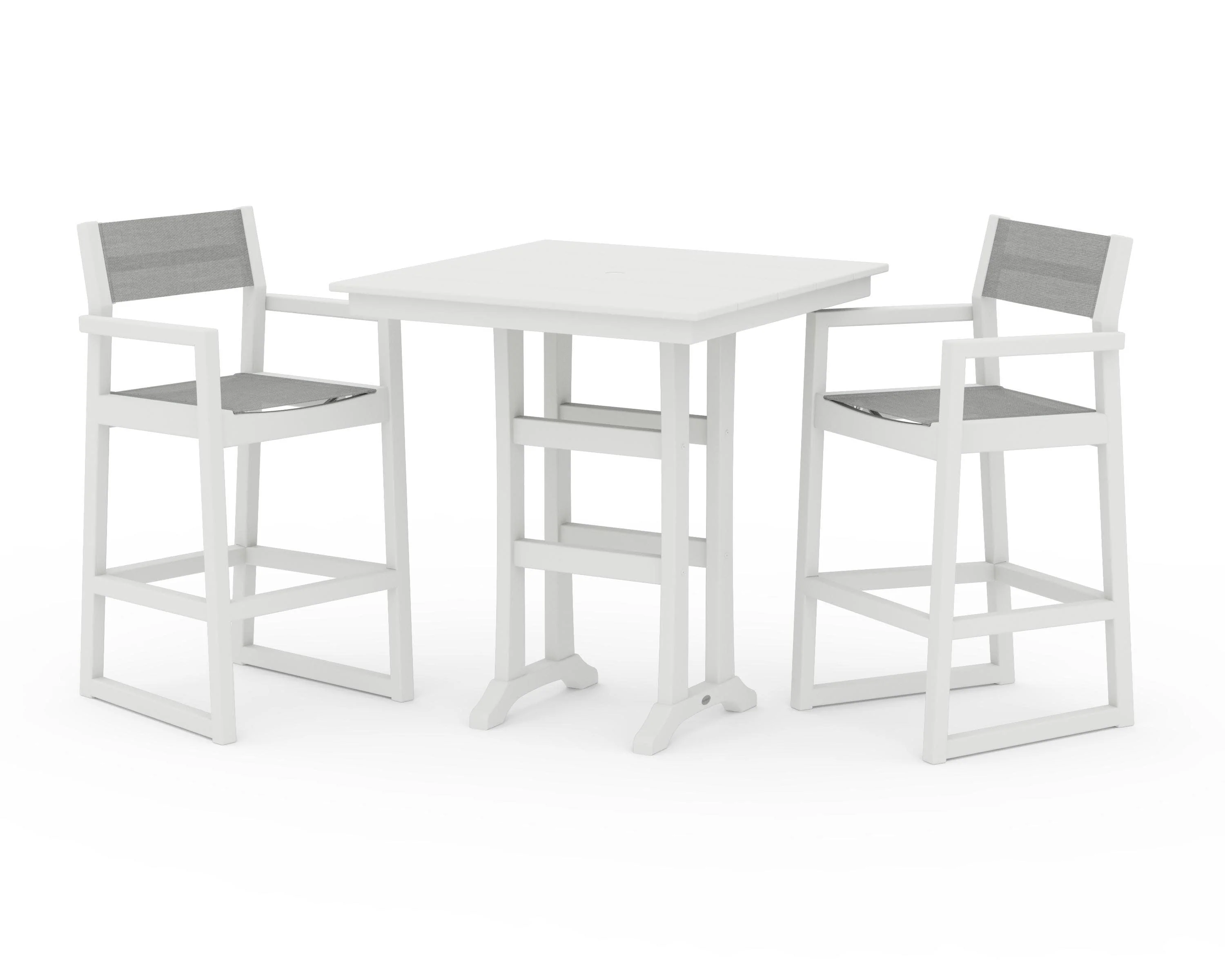 EDGE Sling Arm Chair 3-Piece Farmhouse Bar Set with Trestle Legs - Image 26