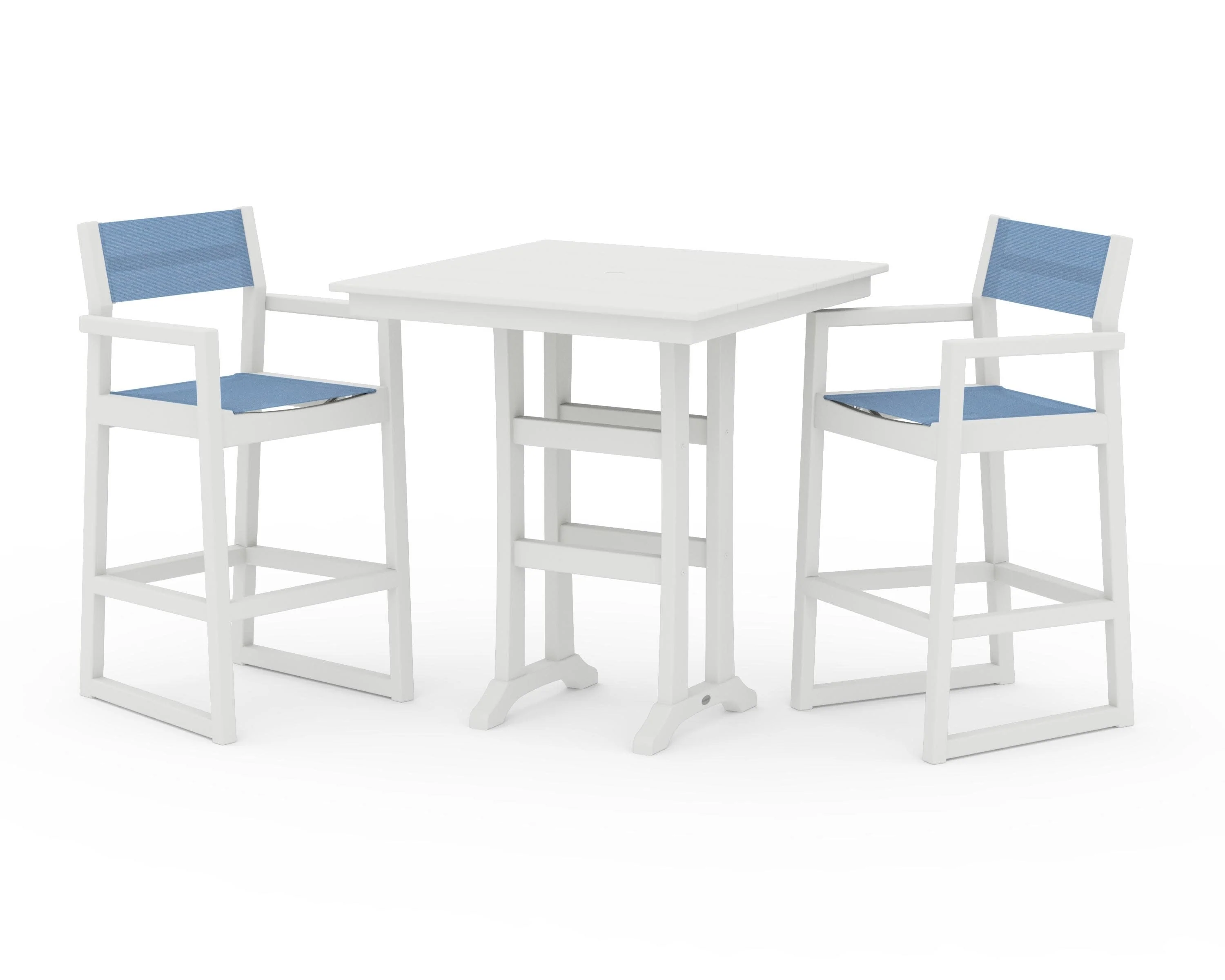 EDGE Sling Arm Chair 3-Piece Farmhouse Bar Set with Trestle Legs - Image 27