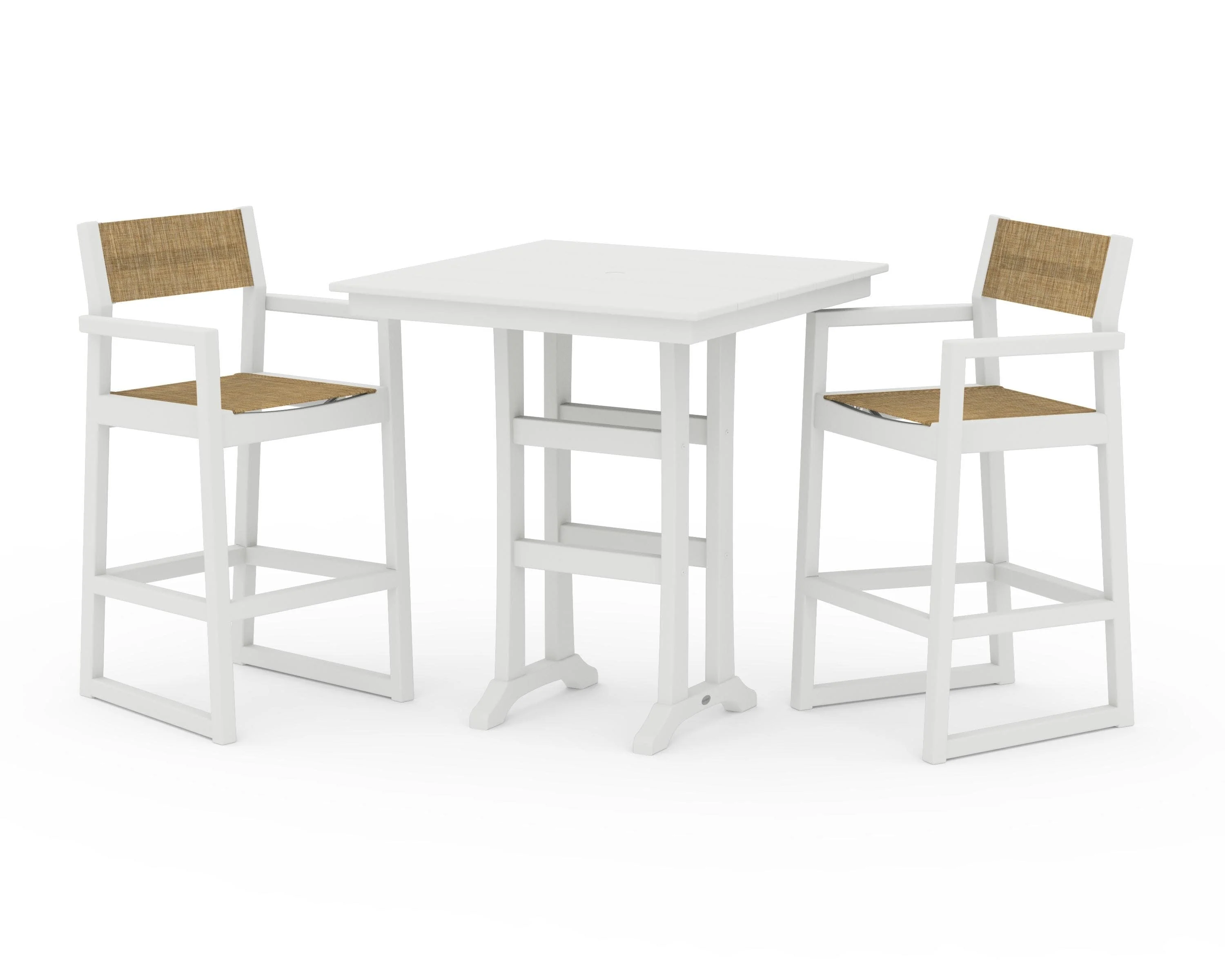 EDGE Sling Arm Chair 3-Piece Farmhouse Bar Set with Trestle Legs - Image 28