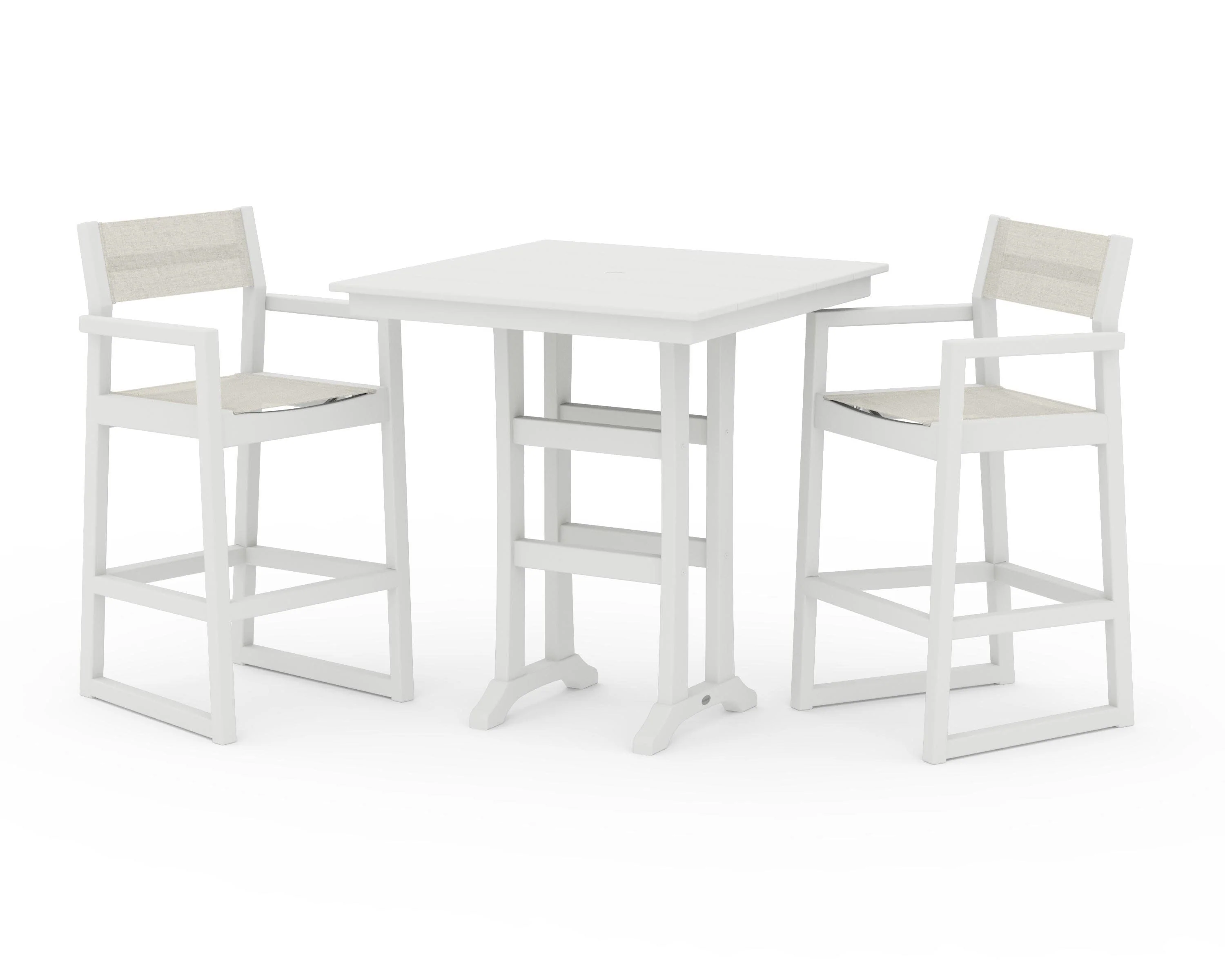 EDGE Sling Arm Chair 3-Piece Farmhouse Bar Set with Trestle Legs - Image 29