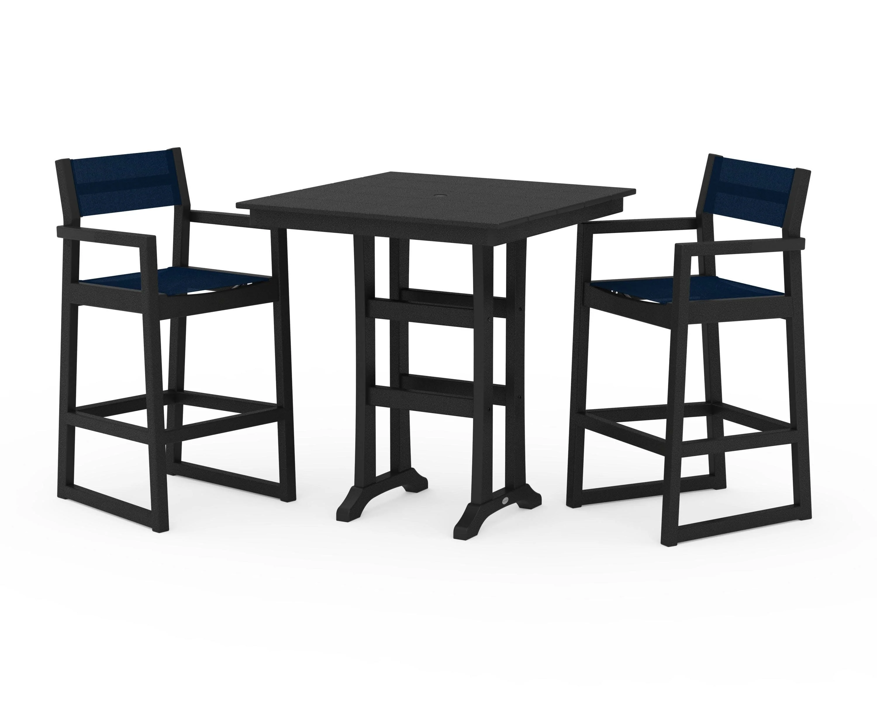 EDGE Sling Arm Chair 3-Piece Farmhouse Bar Set with Trestle Legs - Image 3