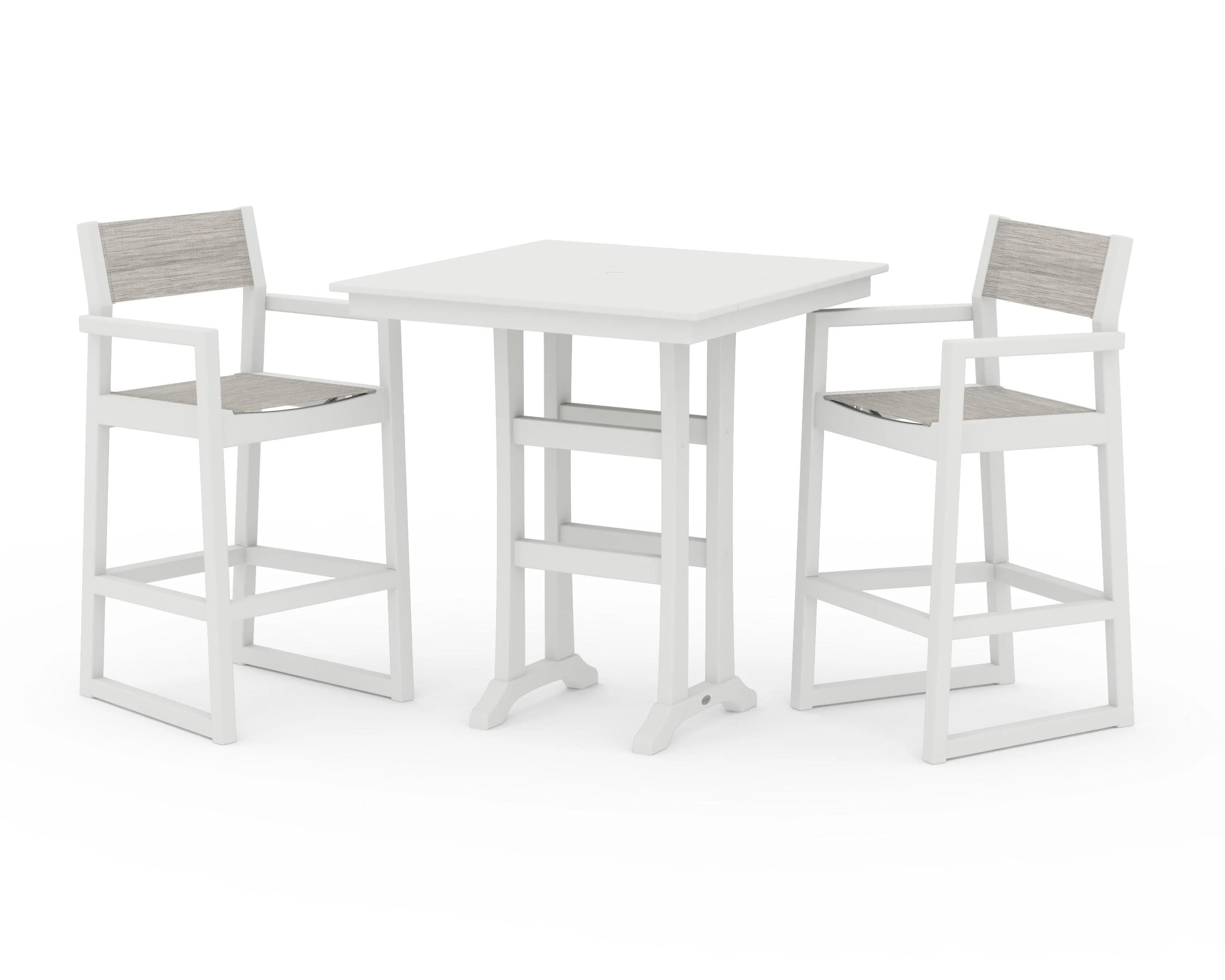 EDGE Sling Arm Chair 3-Piece Farmhouse Bar Set with Trestle Legs - Image 30