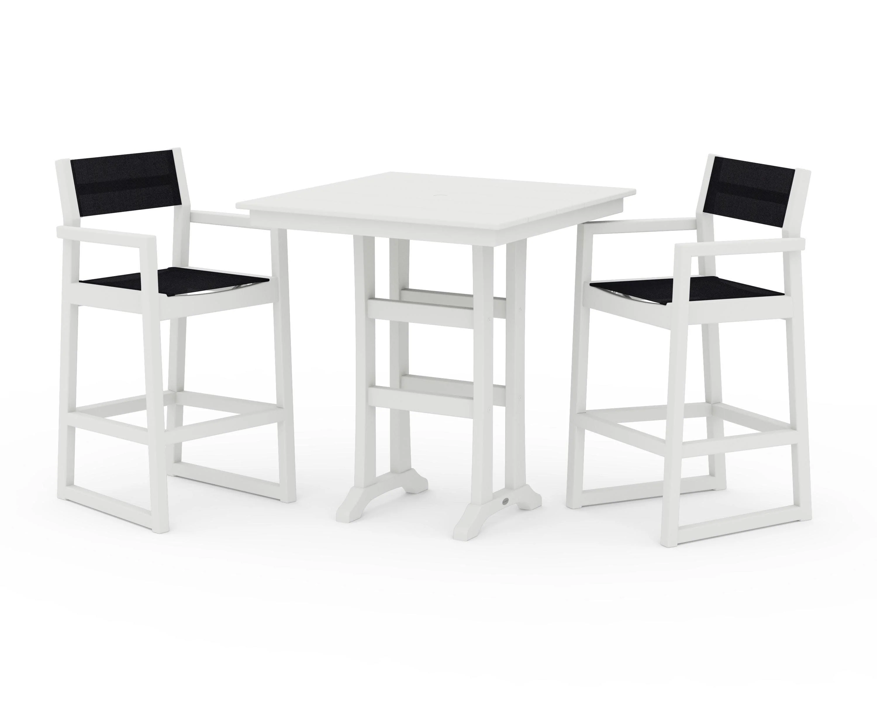 EDGE Sling Arm Chair 3-Piece Farmhouse Bar Set with Trestle Legs - Image 32