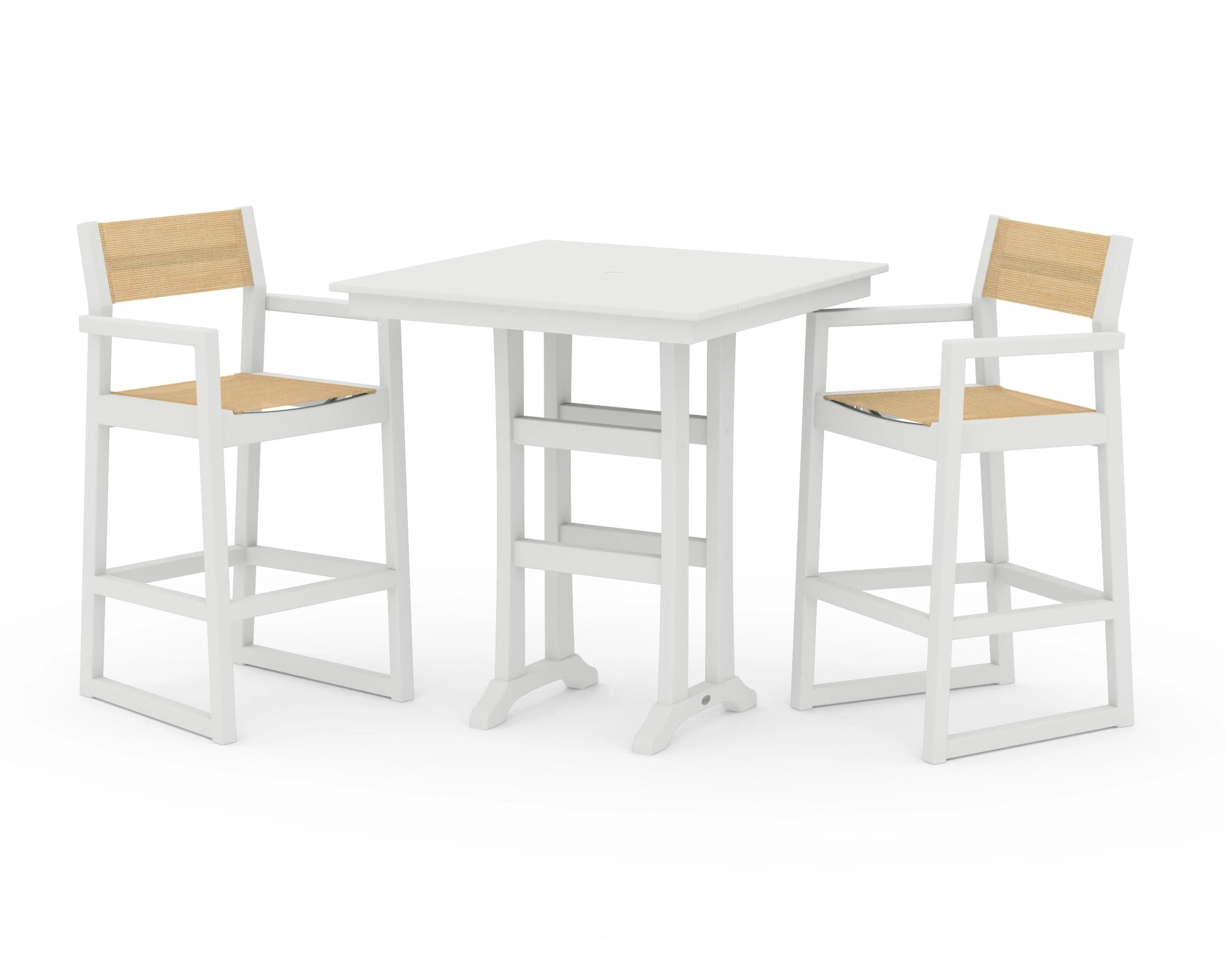 EDGE Sling Arm Chair 3-Piece Farmhouse Bar Set with Trestle Legs - Image 33