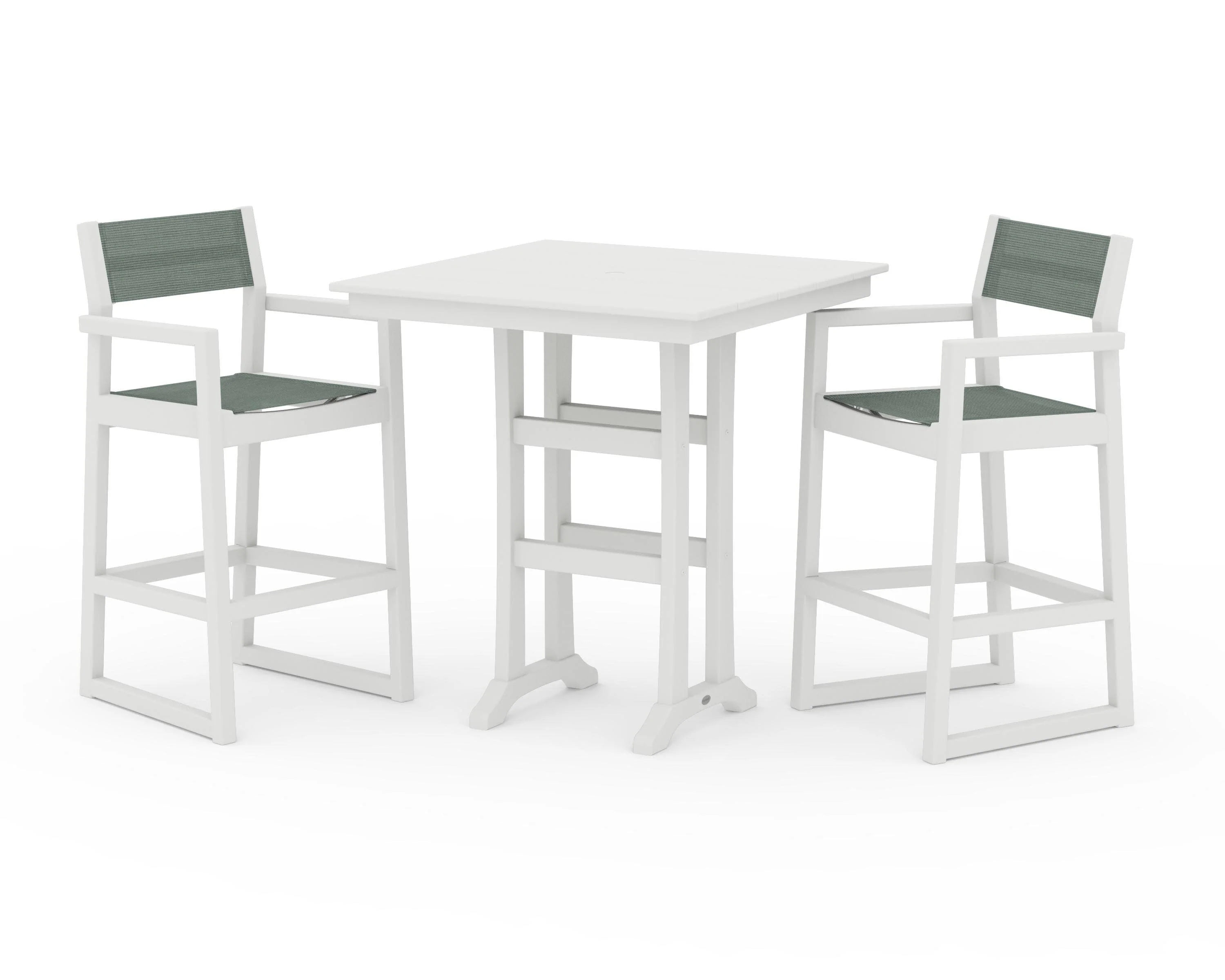 EDGE Sling Arm Chair 3-Piece Farmhouse Bar Set with Trestle Legs - Image 34