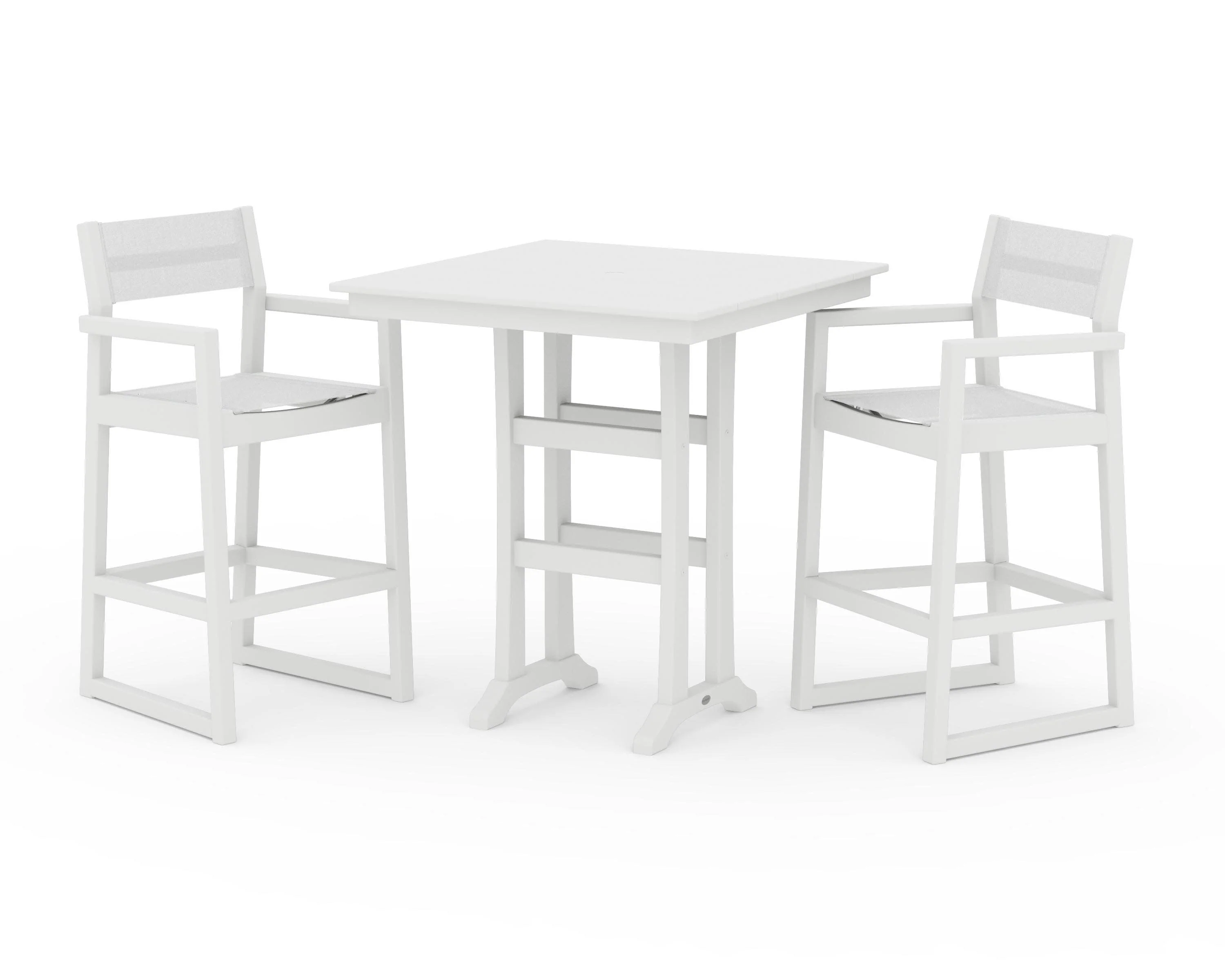 EDGE Sling Arm Chair 3-Piece Farmhouse Bar Set with Trestle Legs - Image 35