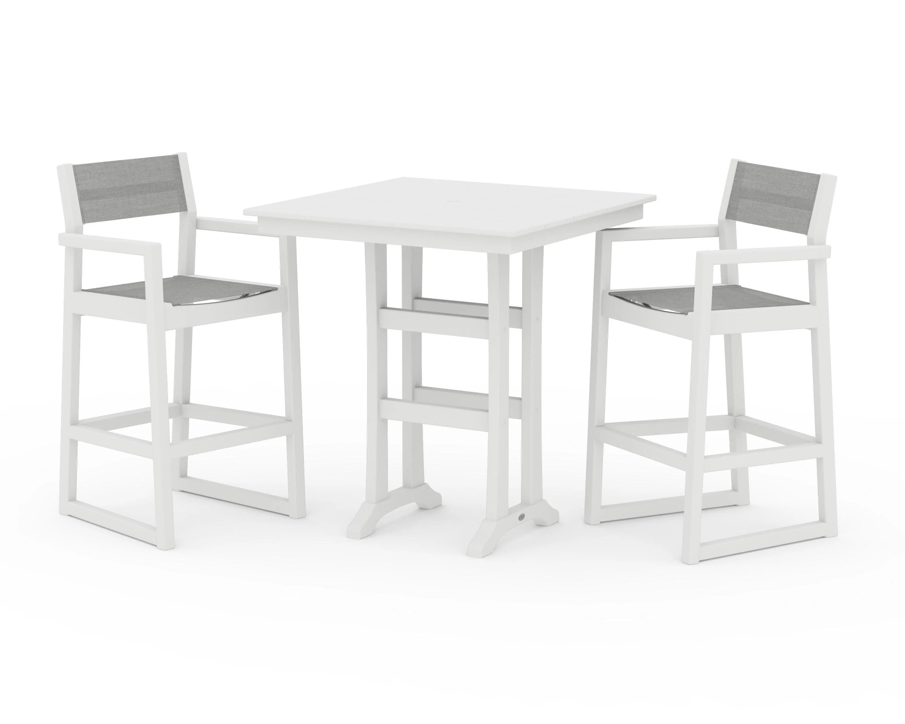 EDGE Sling Arm Chair 3-Piece Farmhouse Bar Set with Trestle Legs - Image 37