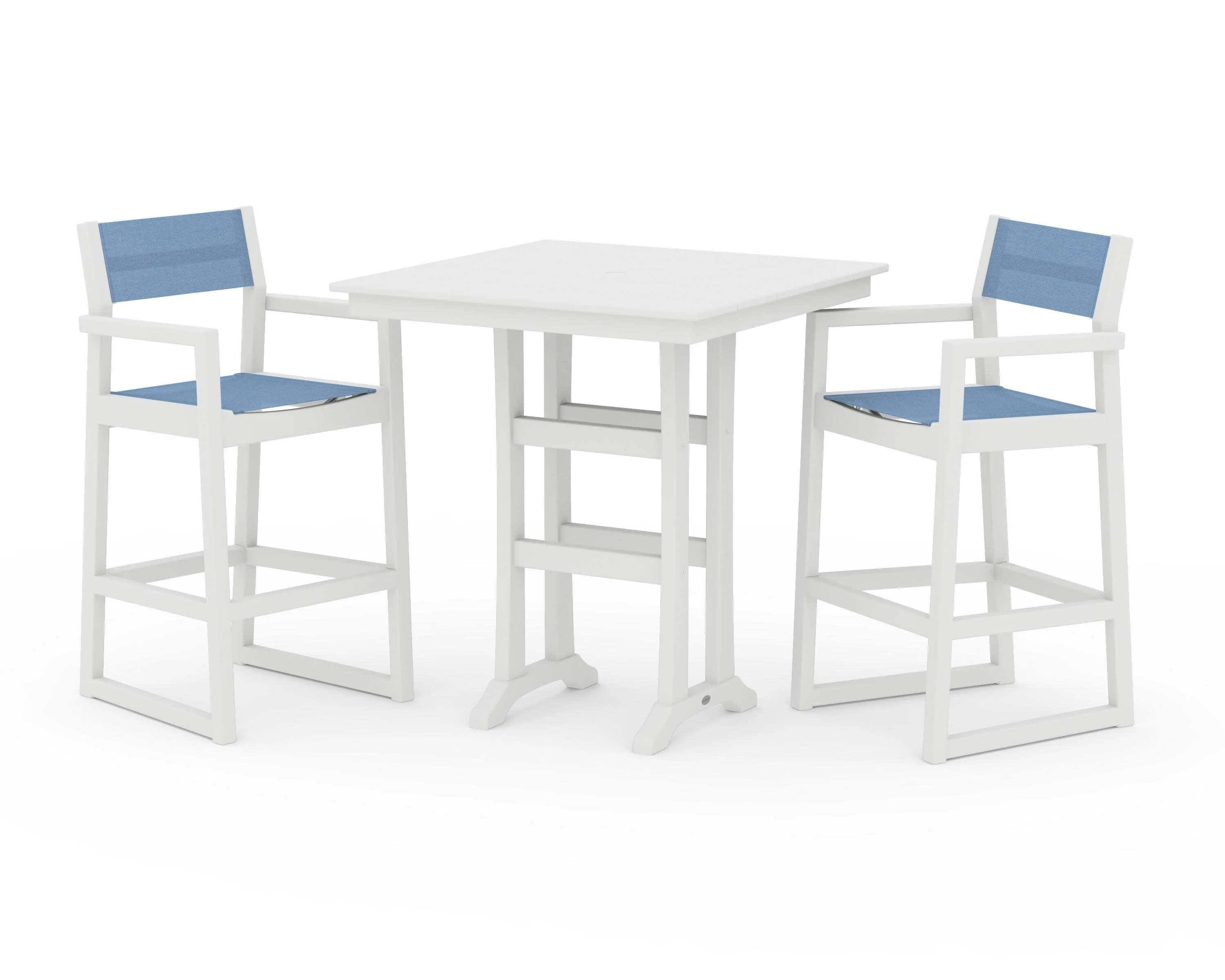 EDGE Sling Arm Chair 3-Piece Farmhouse Bar Set with Trestle Legs - Image 38