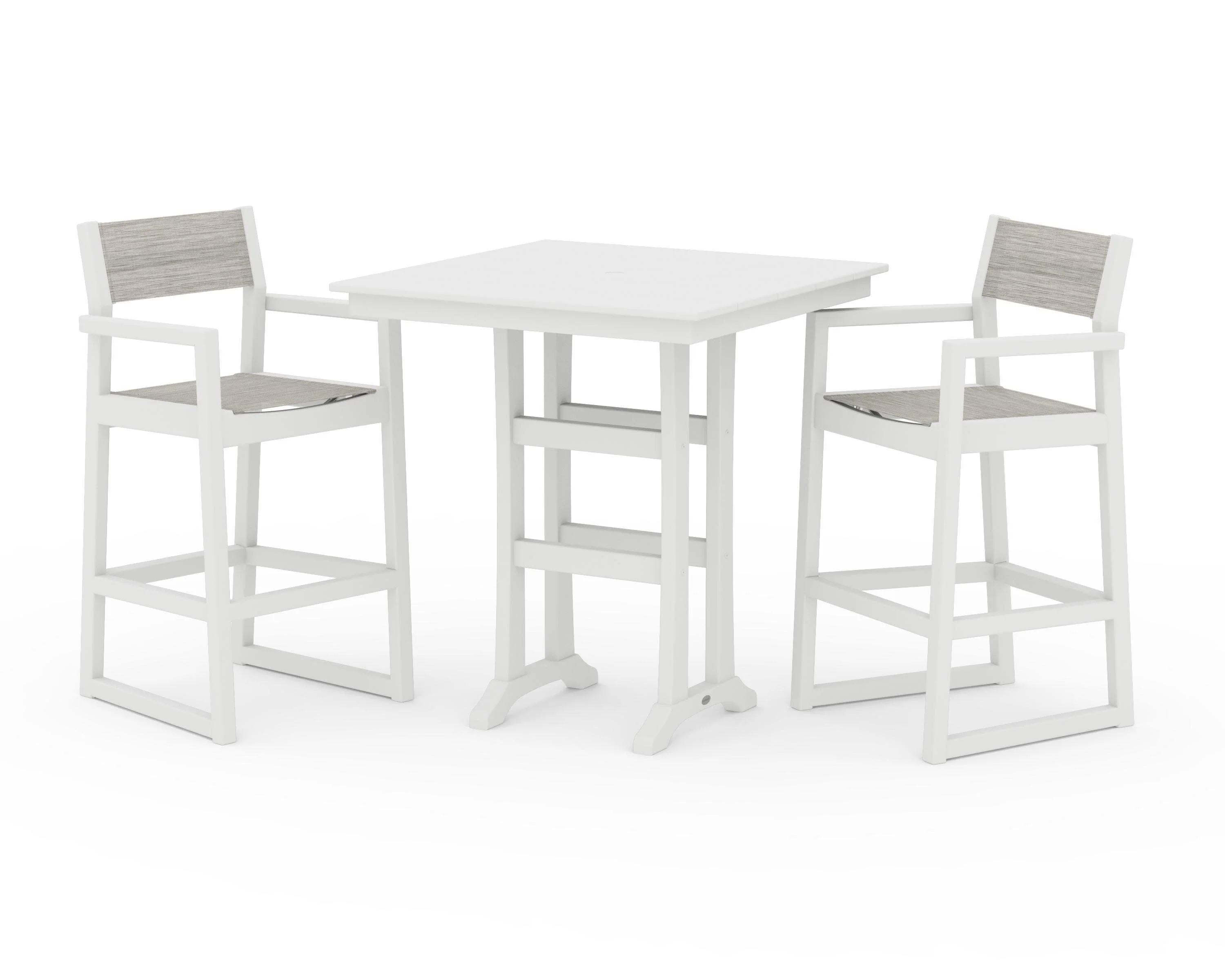 EDGE Sling Arm Chair 3-Piece Farmhouse Bar Set with Trestle Legs - Image 40