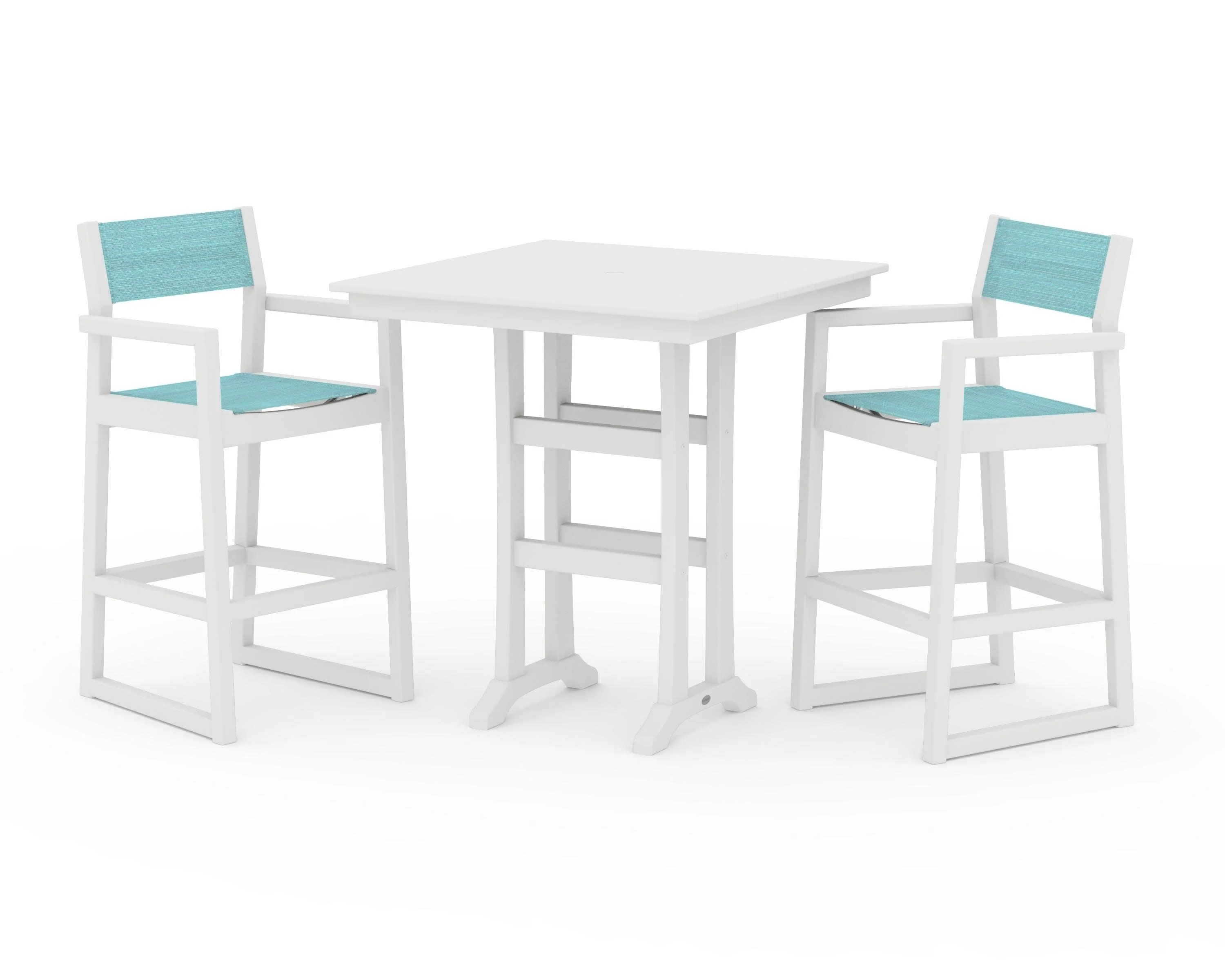 EDGE Sling Arm Chair 3-Piece Farmhouse Bar Set with Trestle Legs - Image 41