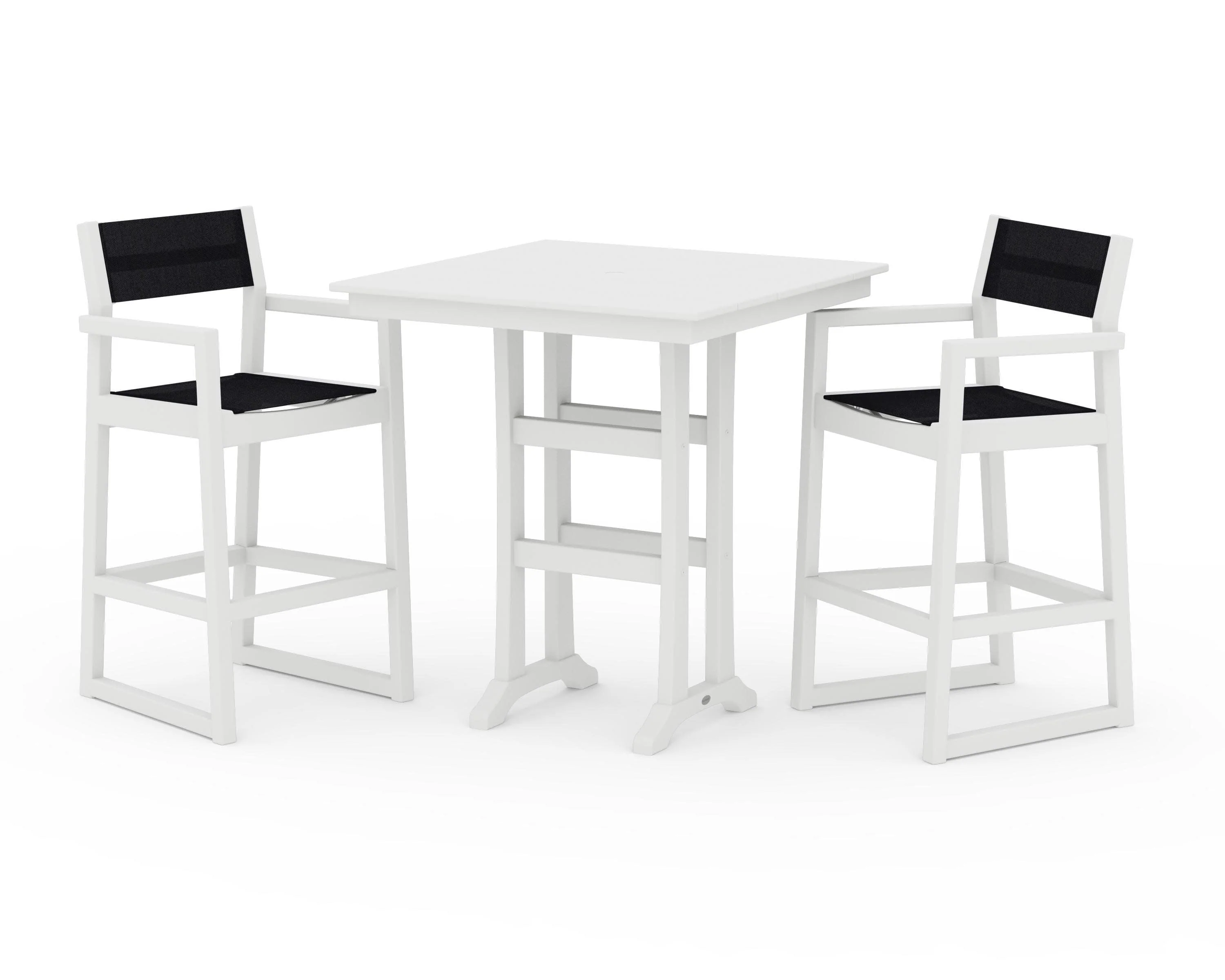 EDGE Sling Arm Chair 3-Piece Farmhouse Bar Set with Trestle Legs - Image 42