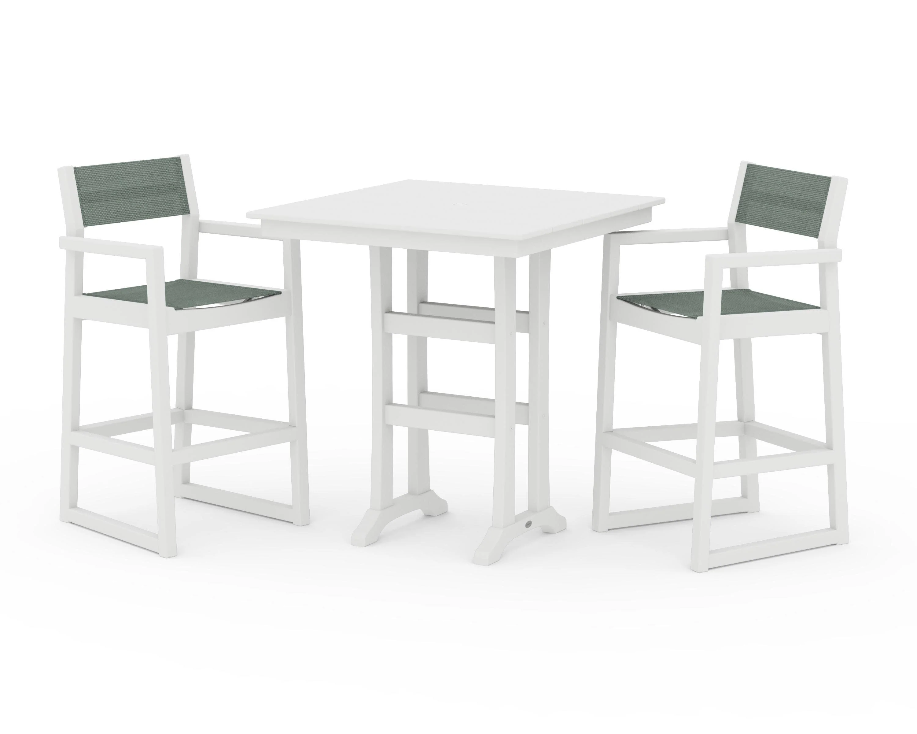 EDGE Sling Arm Chair 3-Piece Farmhouse Bar Set with Trestle Legs - Image 44