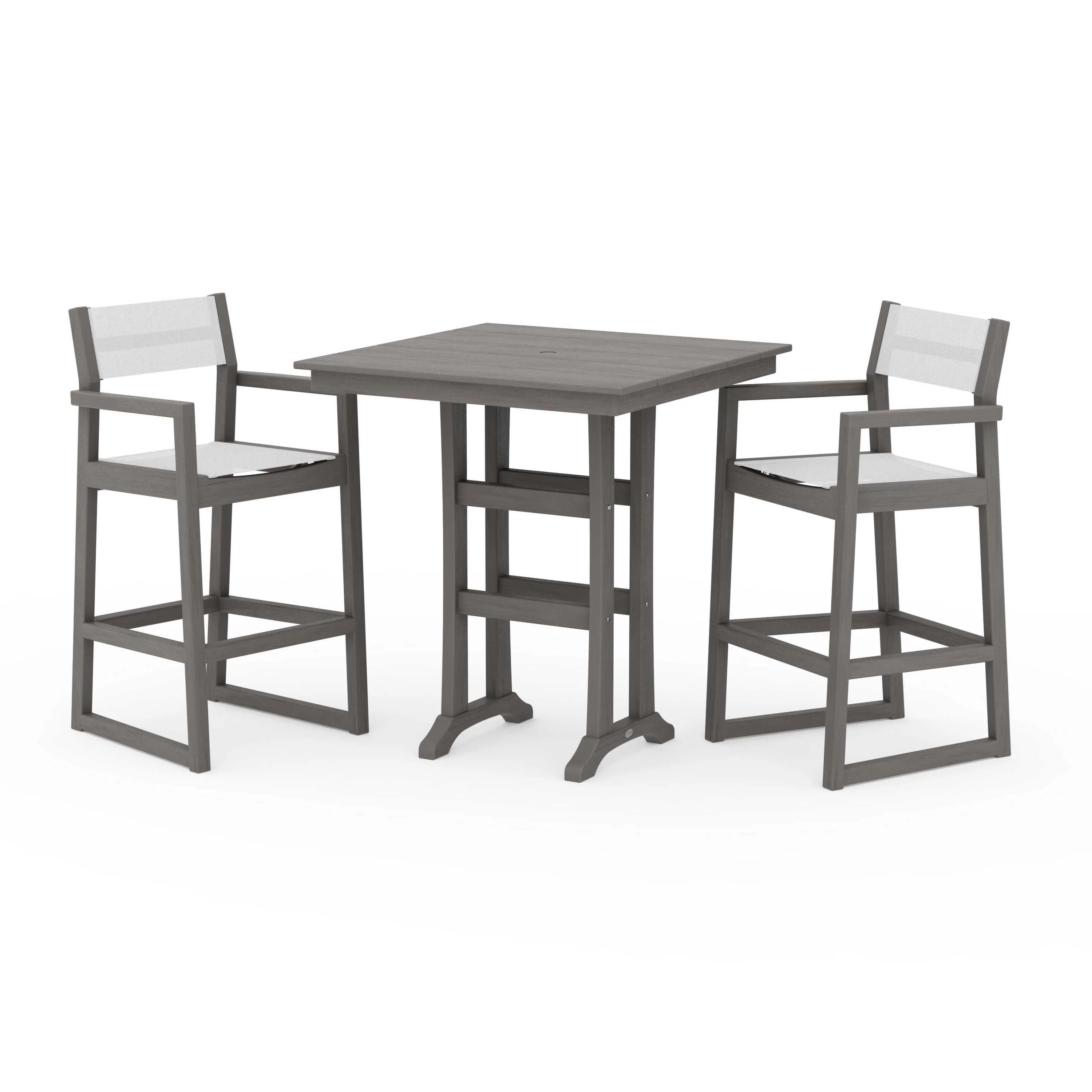 EDGE Sling Arm Chair 3-Piece Farmhouse Bar Set with Trestle Legs - Image 45