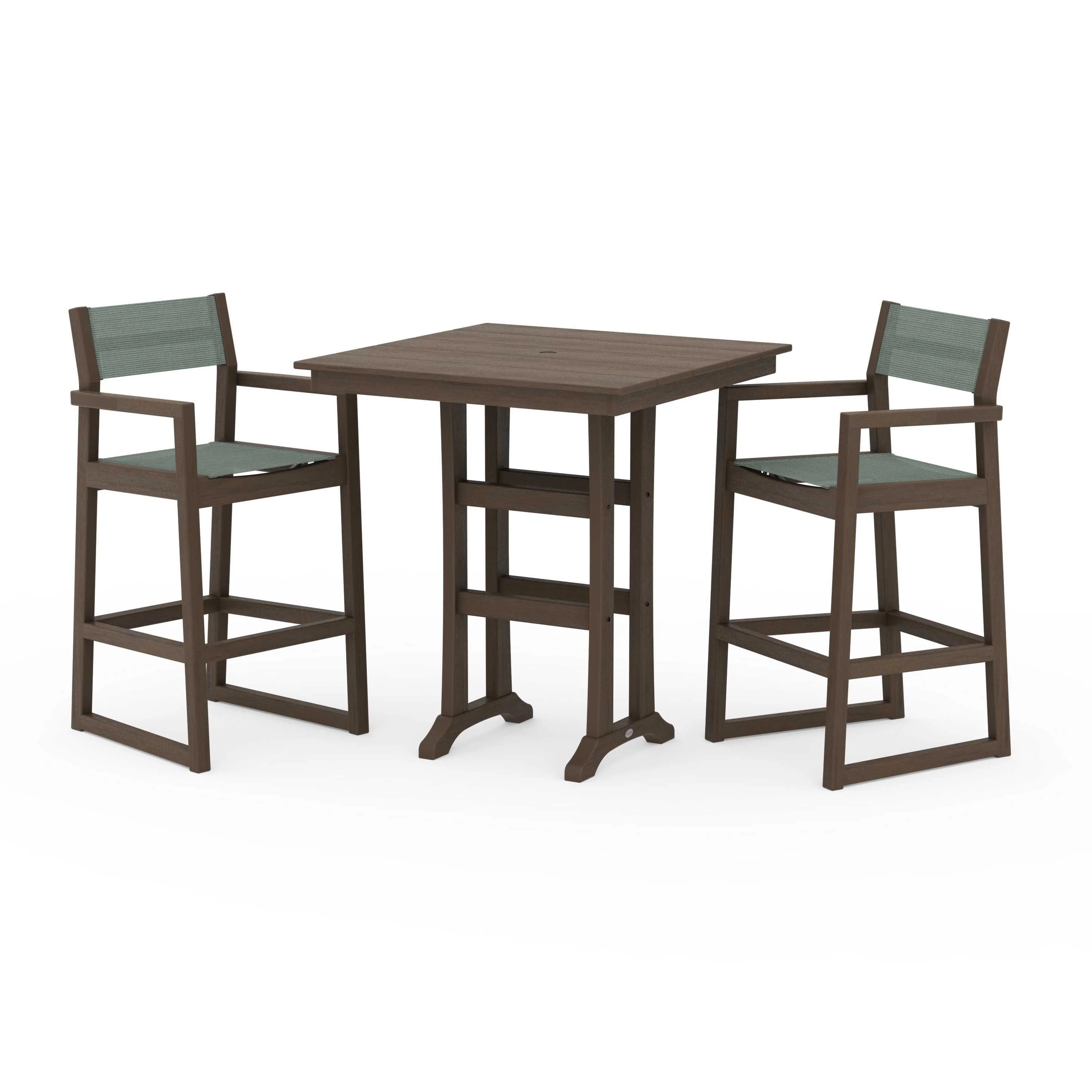 EDGE Sling Arm Chair 3-Piece Farmhouse Bar Set with Trestle Legs - Image 46