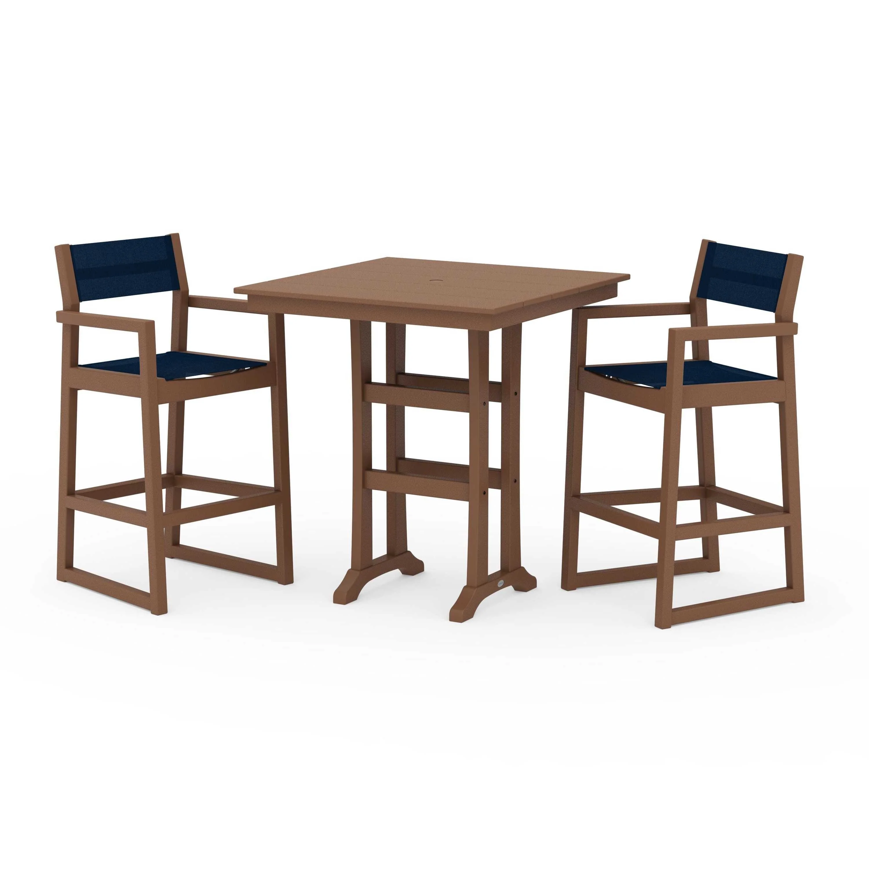 EDGE Sling Arm Chair 3-Piece Farmhouse Bar Set with Trestle Legs - Image 47