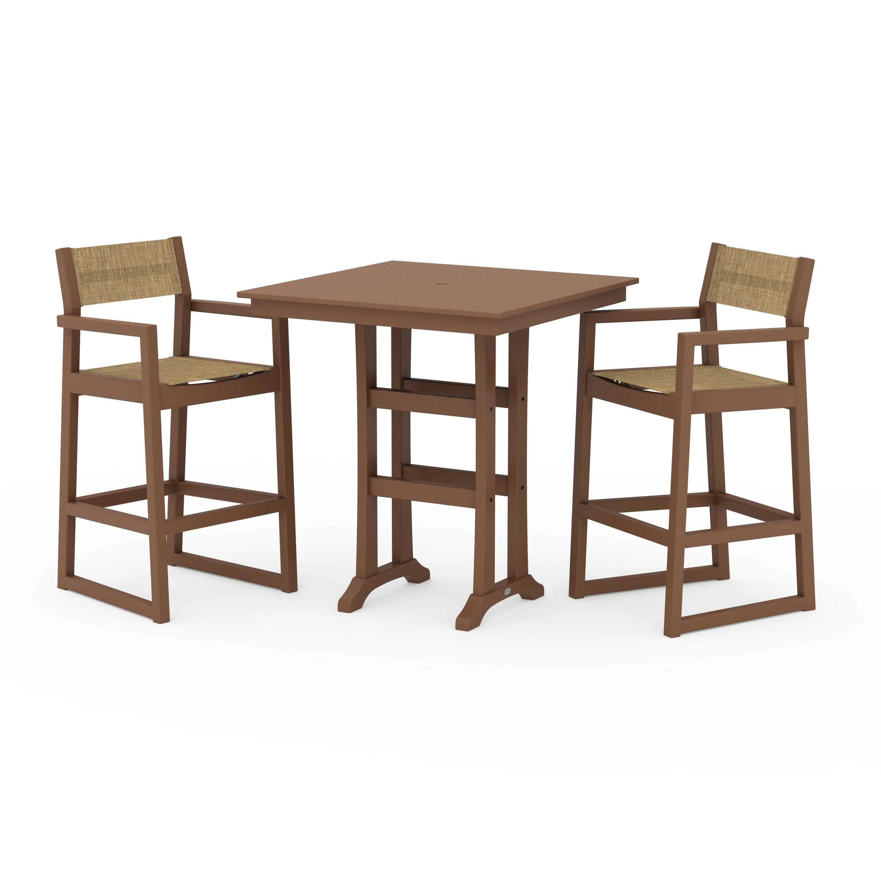 EDGE Sling Arm Chair 3-Piece Farmhouse Bar Set with Trestle Legs - Image 49
