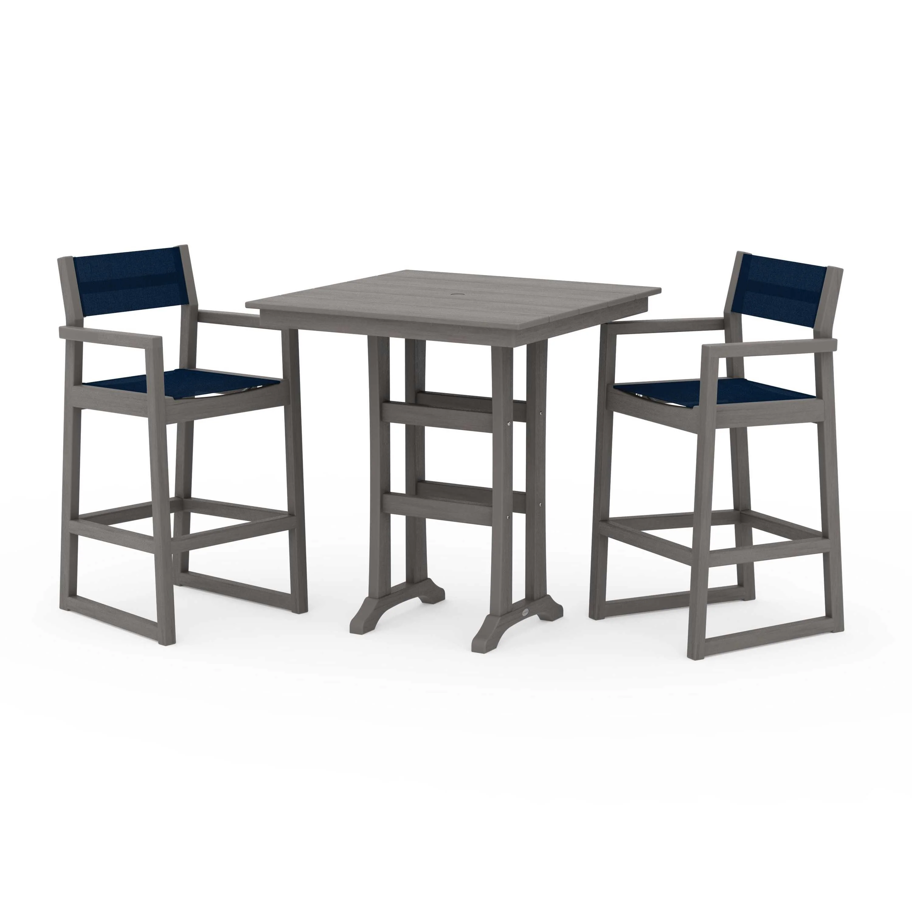 EDGE Sling Arm Chair 3-Piece Farmhouse Bar Set with Trestle Legs - Image 50