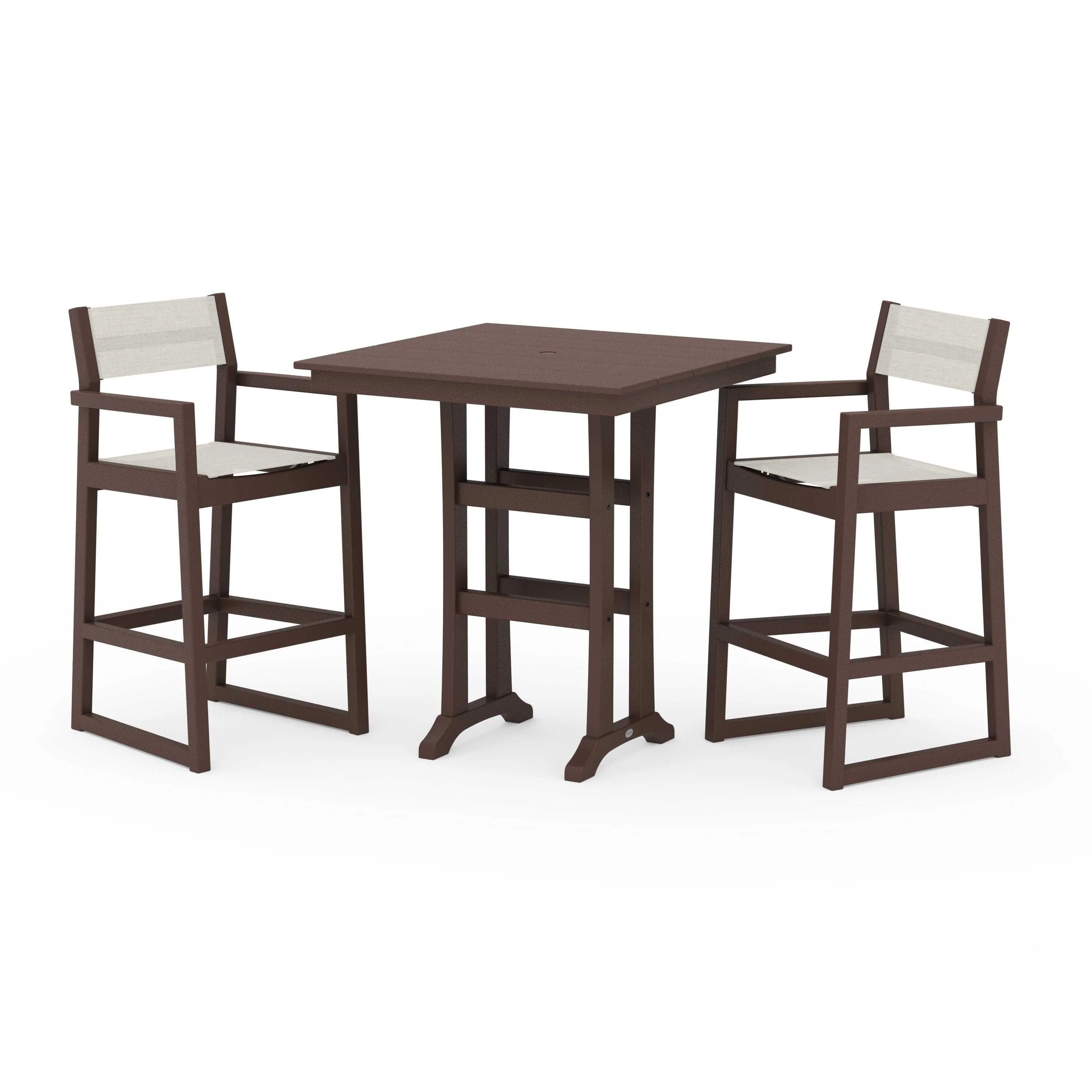 EDGE Sling Arm Chair 3-Piece Farmhouse Bar Set with Trestle Legs - Image 51