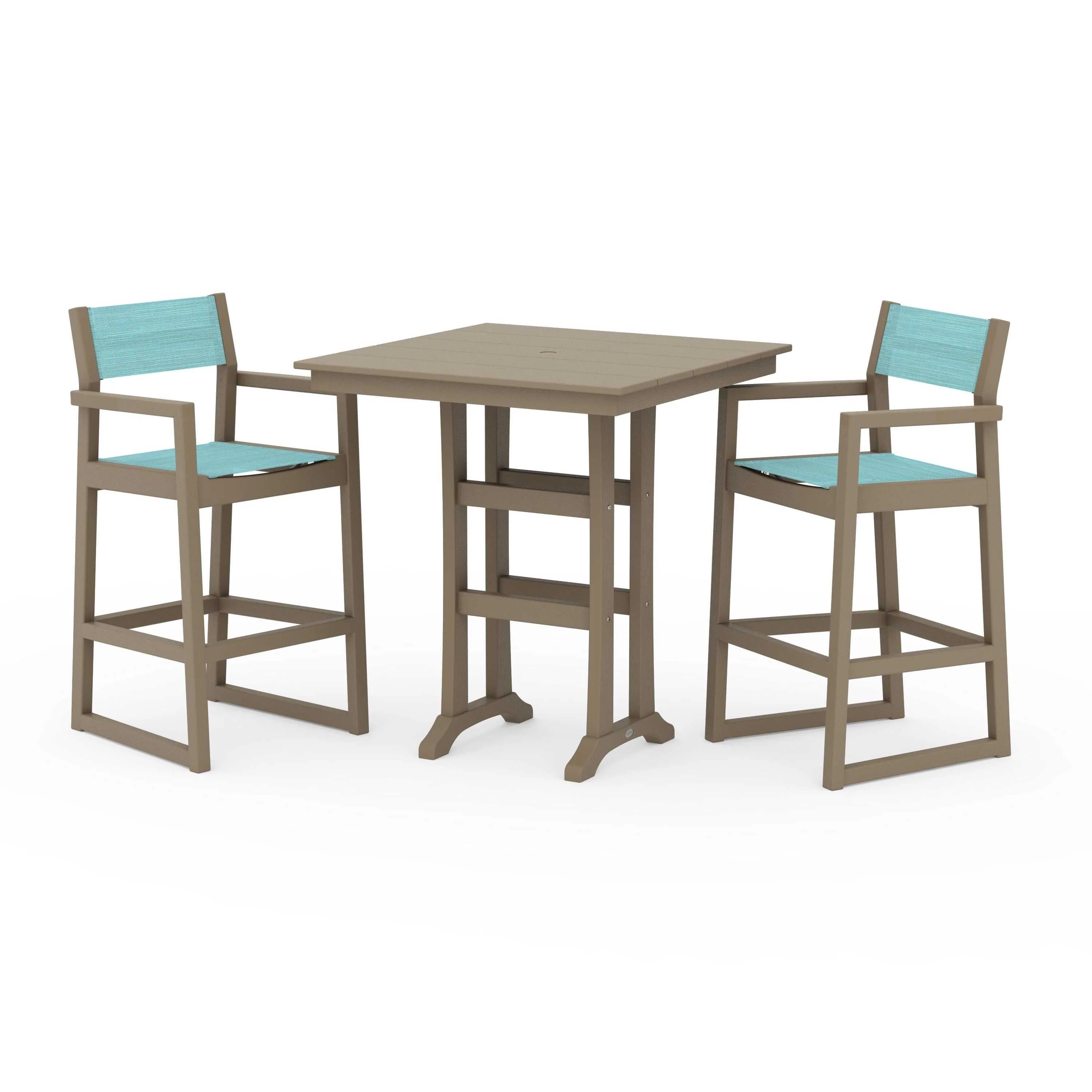 EDGE Sling Arm Chair 3-Piece Farmhouse Bar Set with Trestle Legs - Image 52