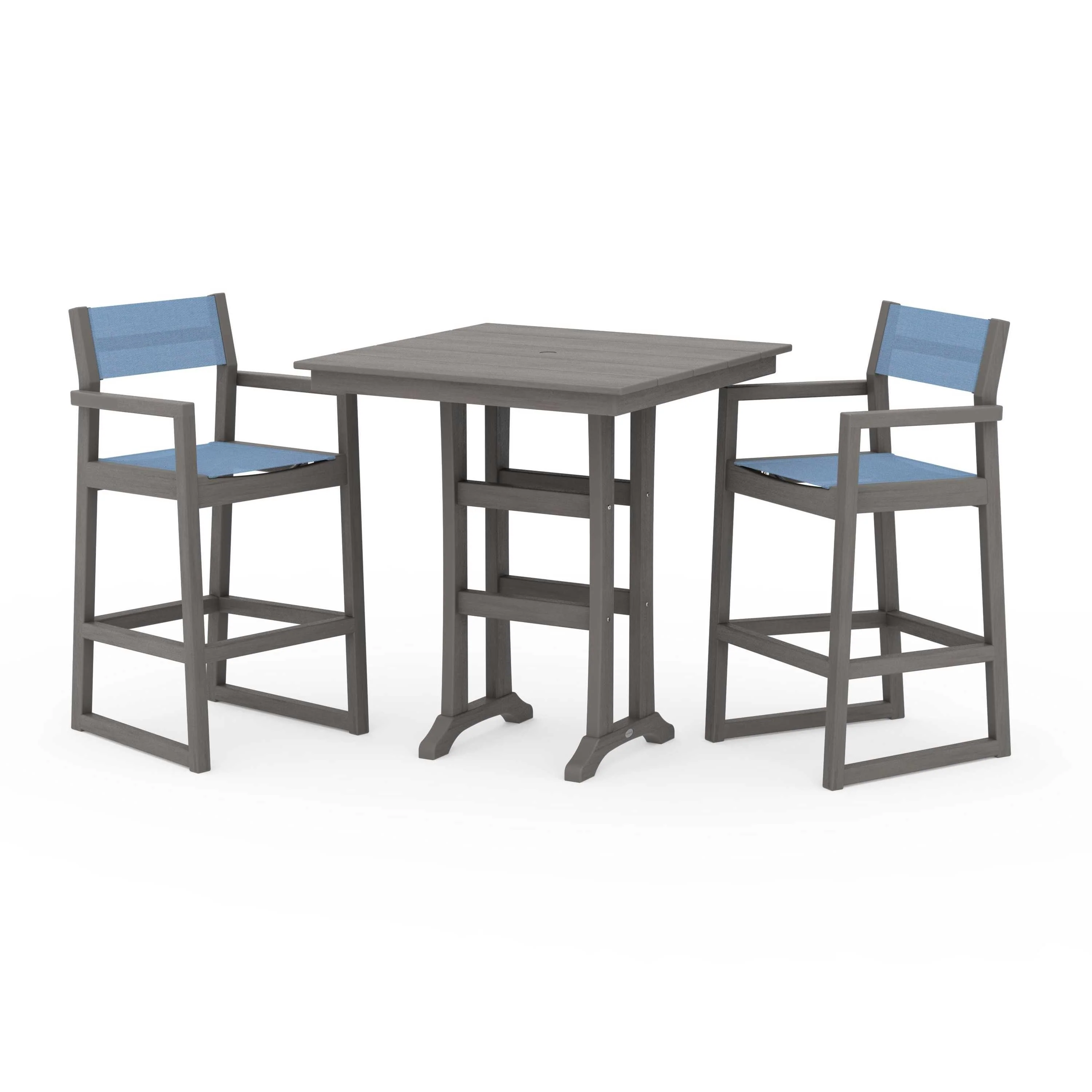 EDGE Sling Arm Chair 3-Piece Farmhouse Bar Set with Trestle Legs - Image 53