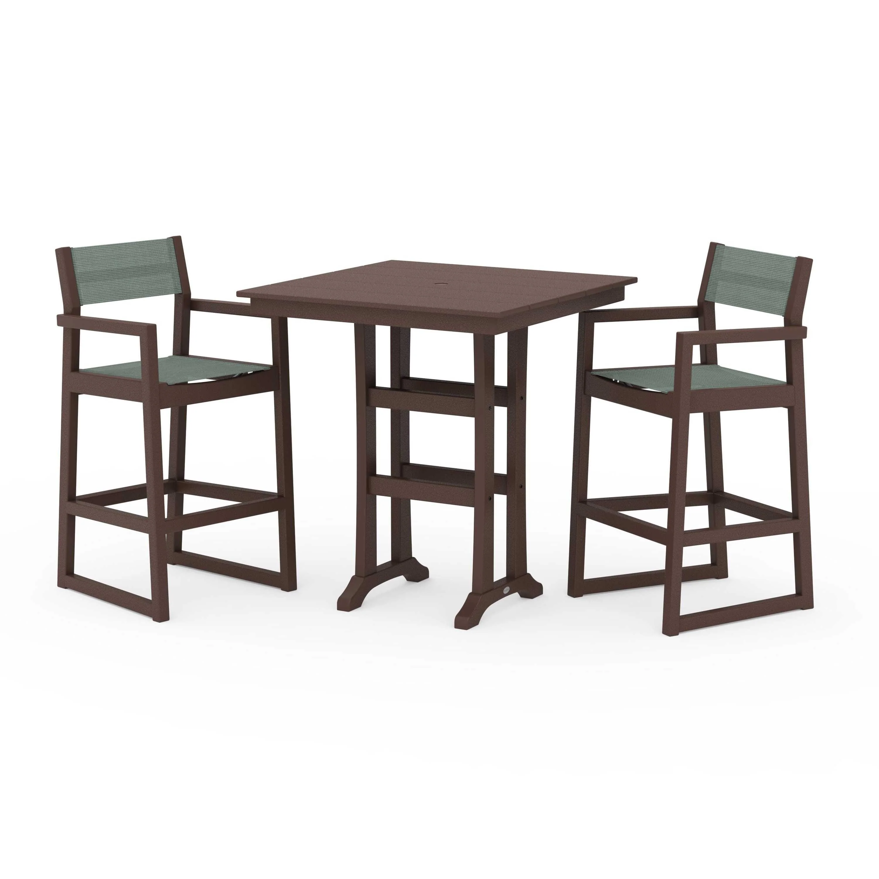 EDGE Sling Arm Chair 3-Piece Farmhouse Bar Set with Trestle Legs - Image 56