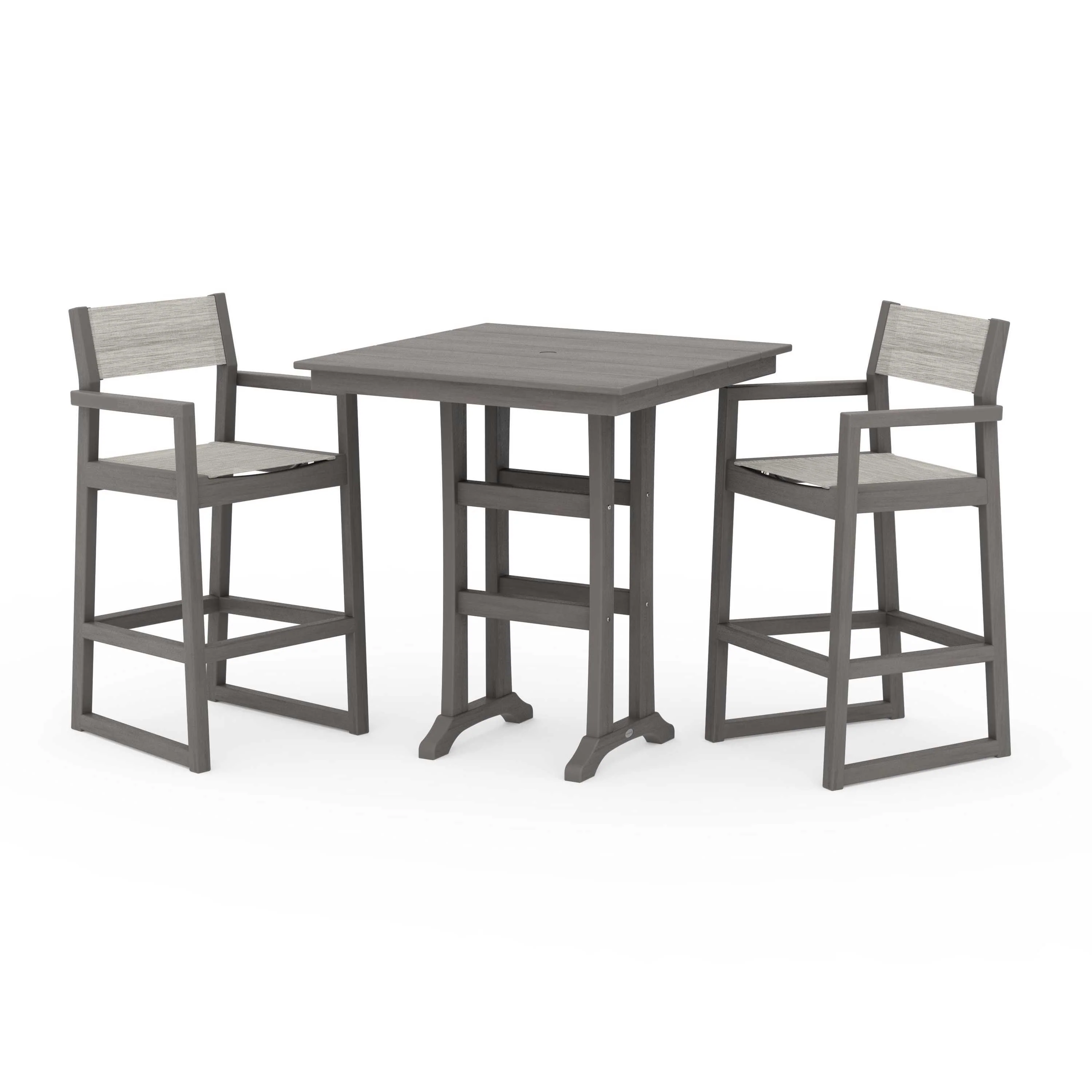 EDGE Sling Arm Chair 3-Piece Farmhouse Bar Set with Trestle Legs - Image 57