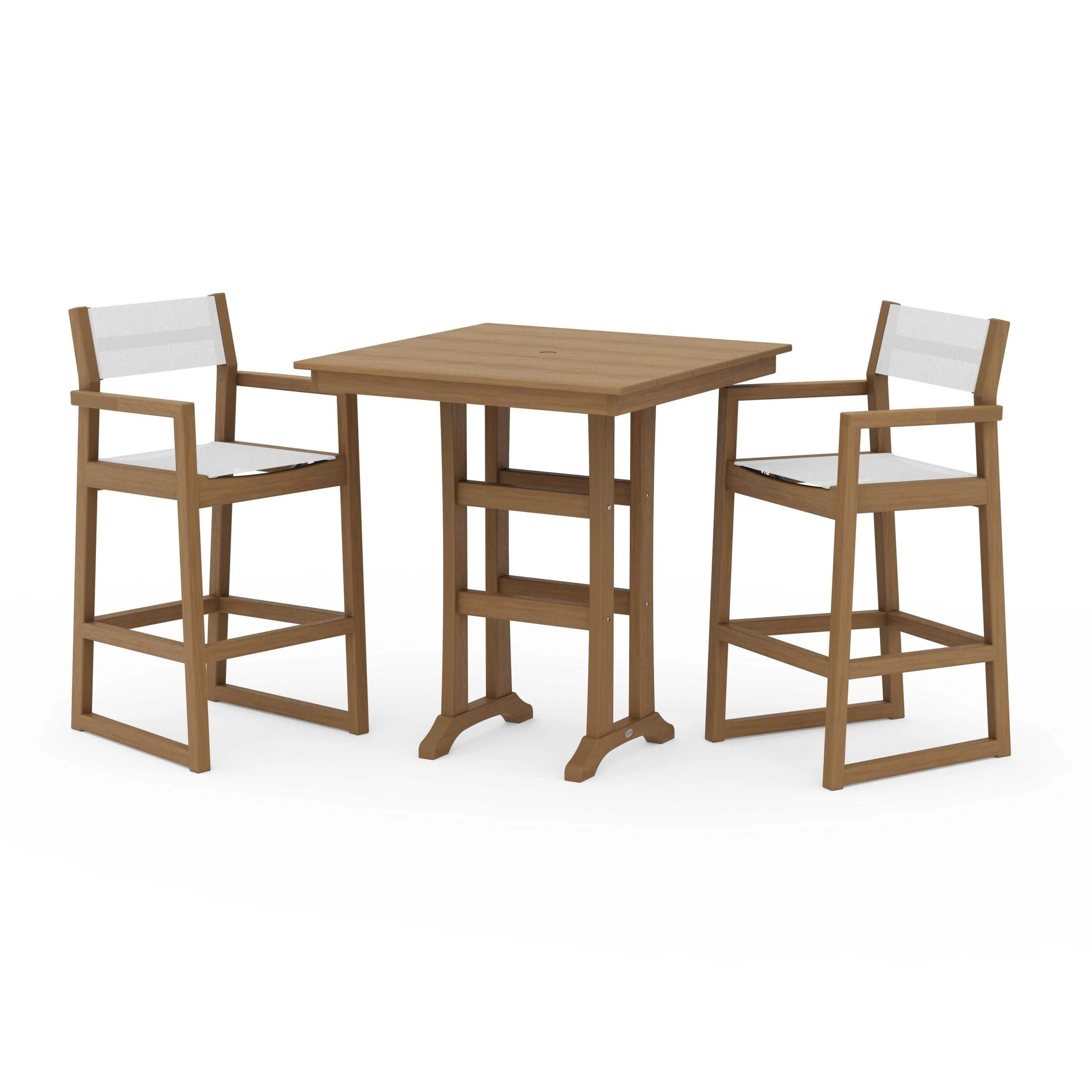 EDGE Sling Arm Chair 3-Piece Farmhouse Bar Set with Trestle Legs - Image 64