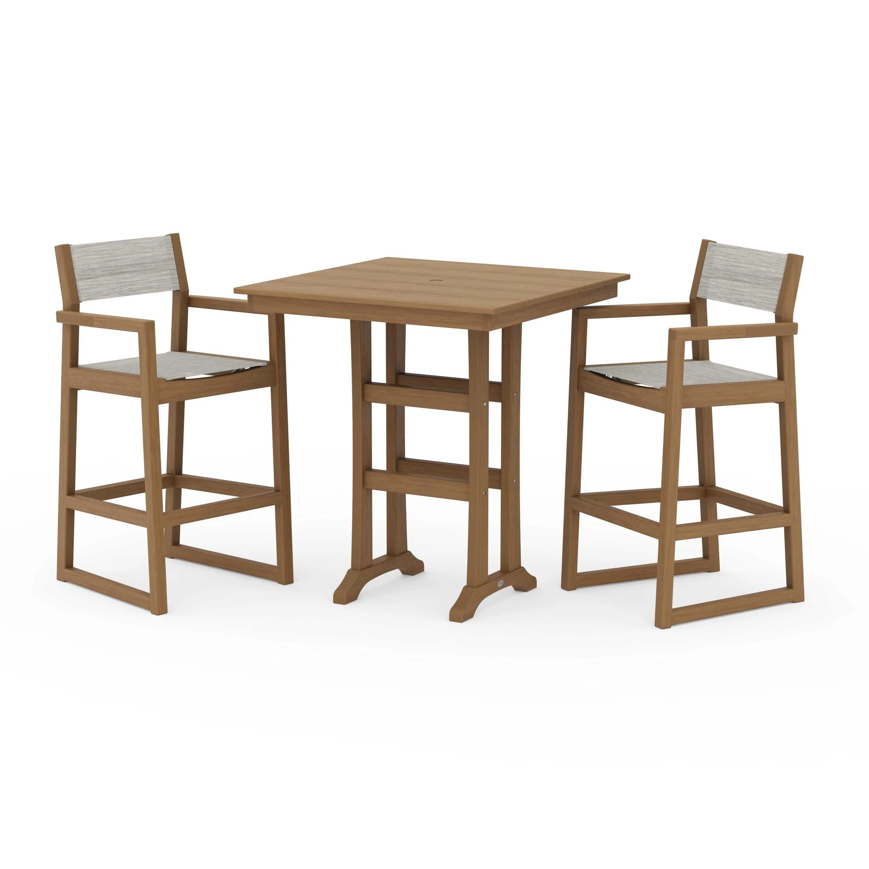 EDGE Sling Arm Chair 3-Piece Farmhouse Bar Set with Trestle Legs - Image 65