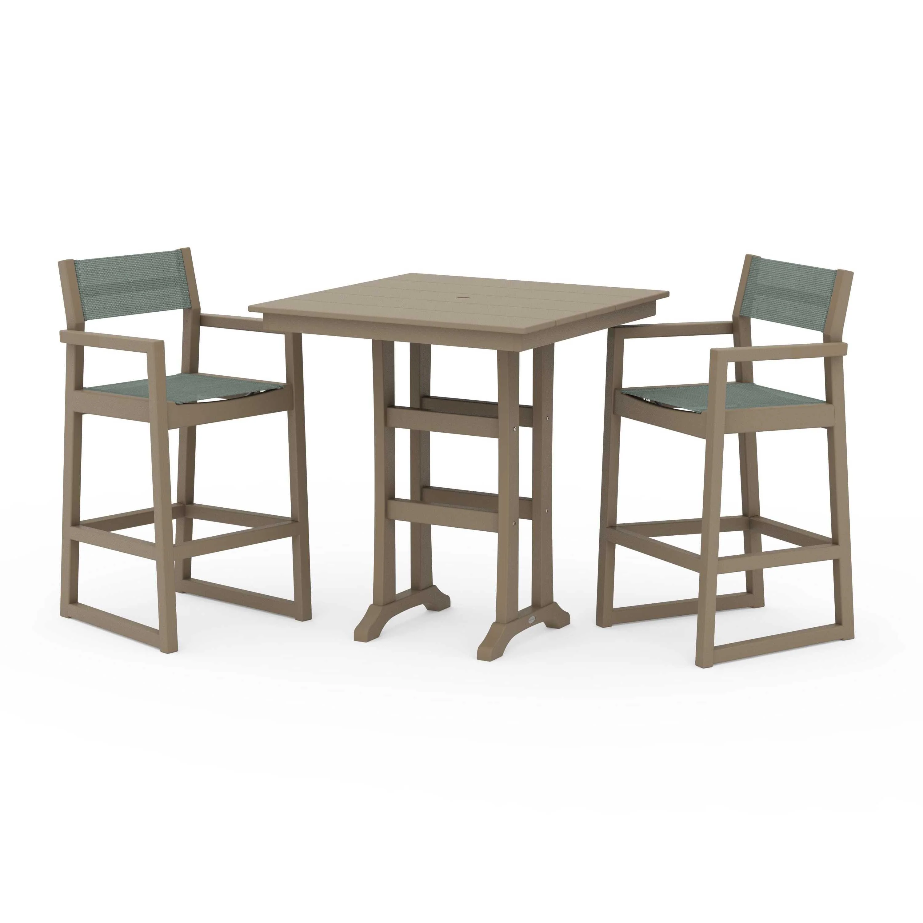EDGE Sling Arm Chair 3-Piece Farmhouse Bar Set with Trestle Legs - Image 66